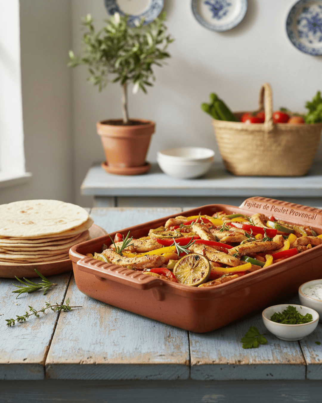 Fajitas poulet poivrons au four