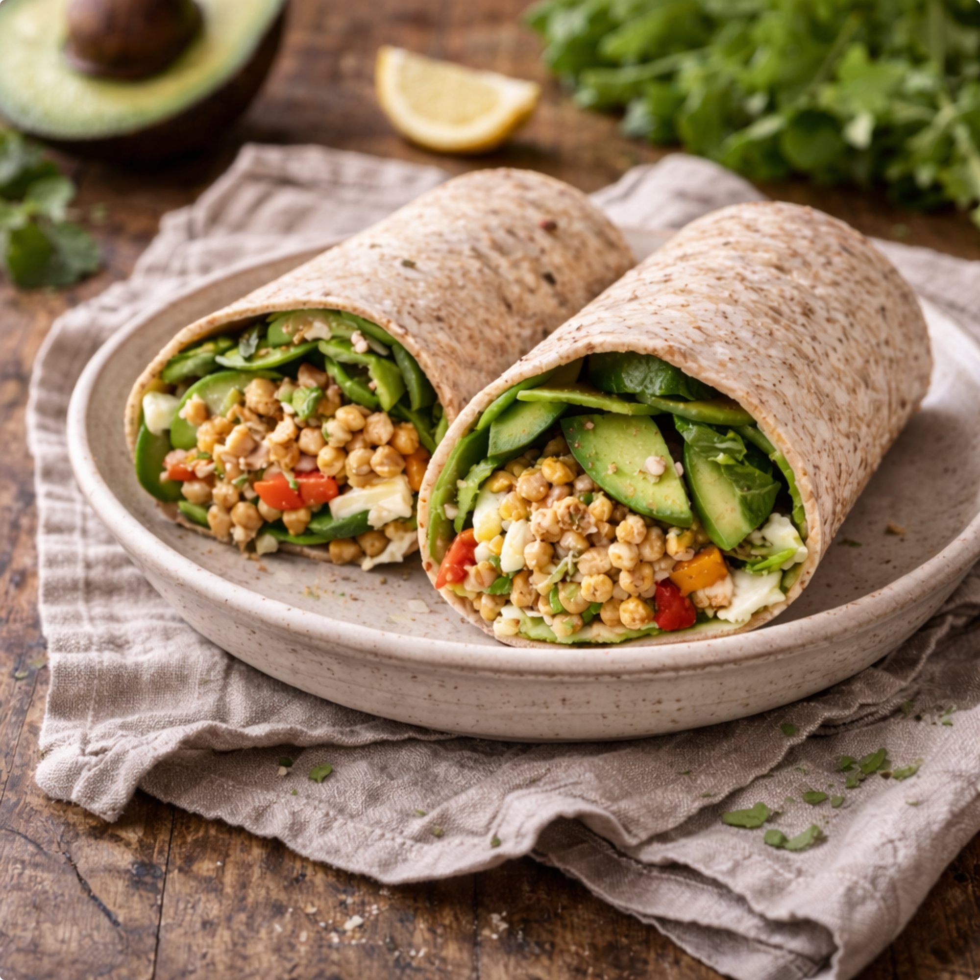 Wrap pois chiches avocat et fromage frais