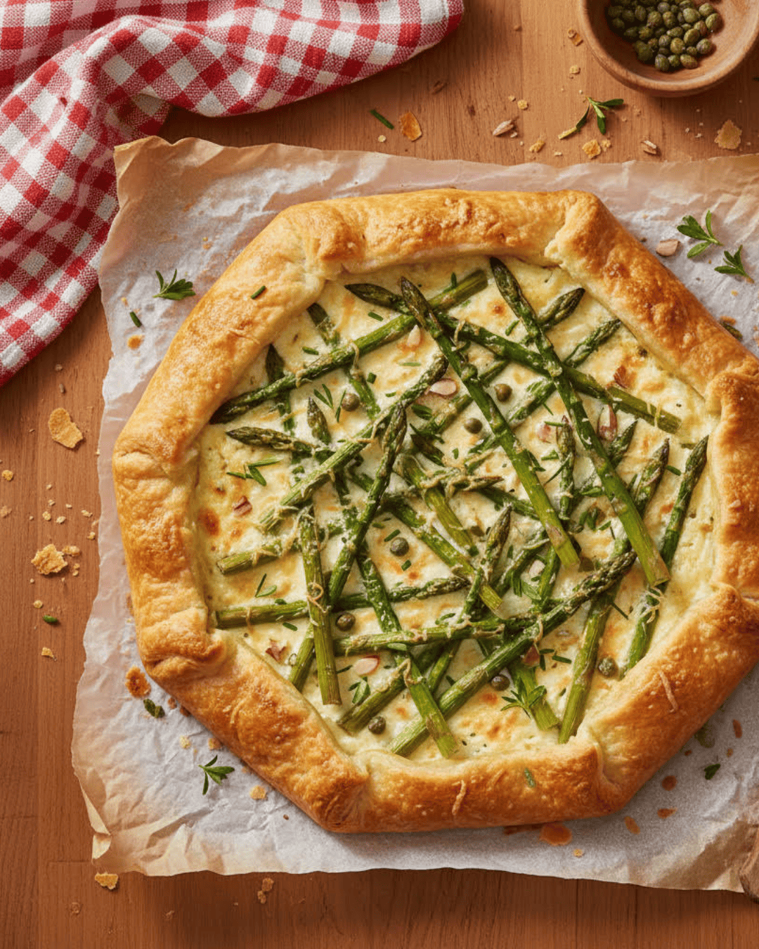 Tarte rustique aux asperges et fromage frais 