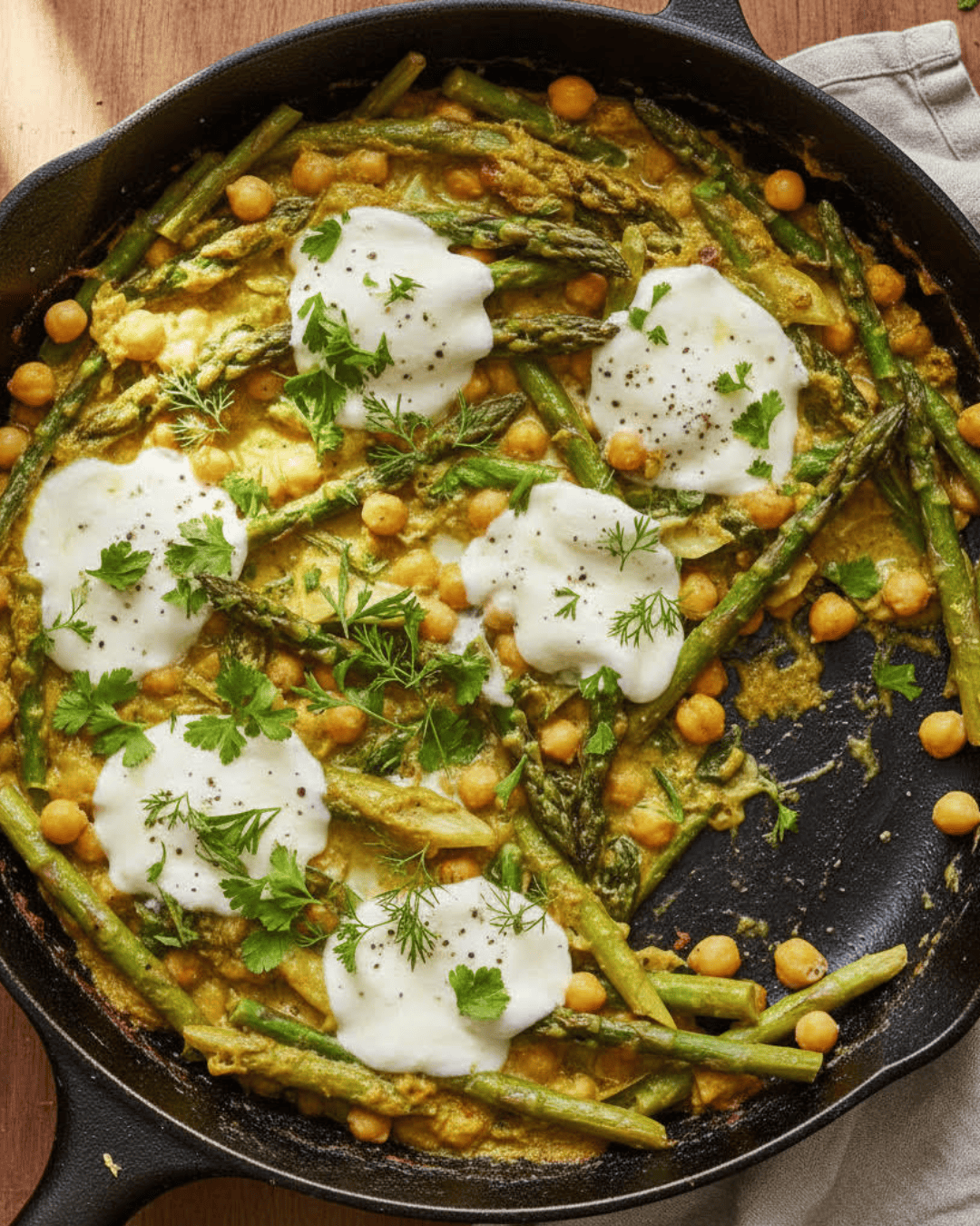 One pot pois chiches asperges et mozzarella fondantes 