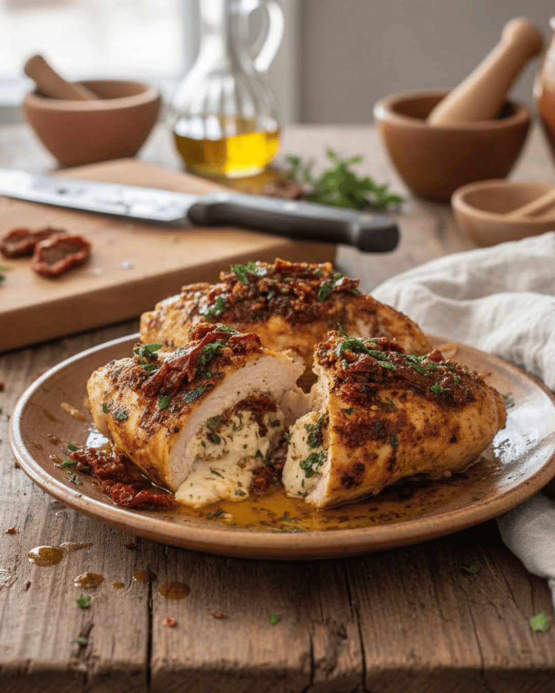 Poulet farci aux tomates séchées 