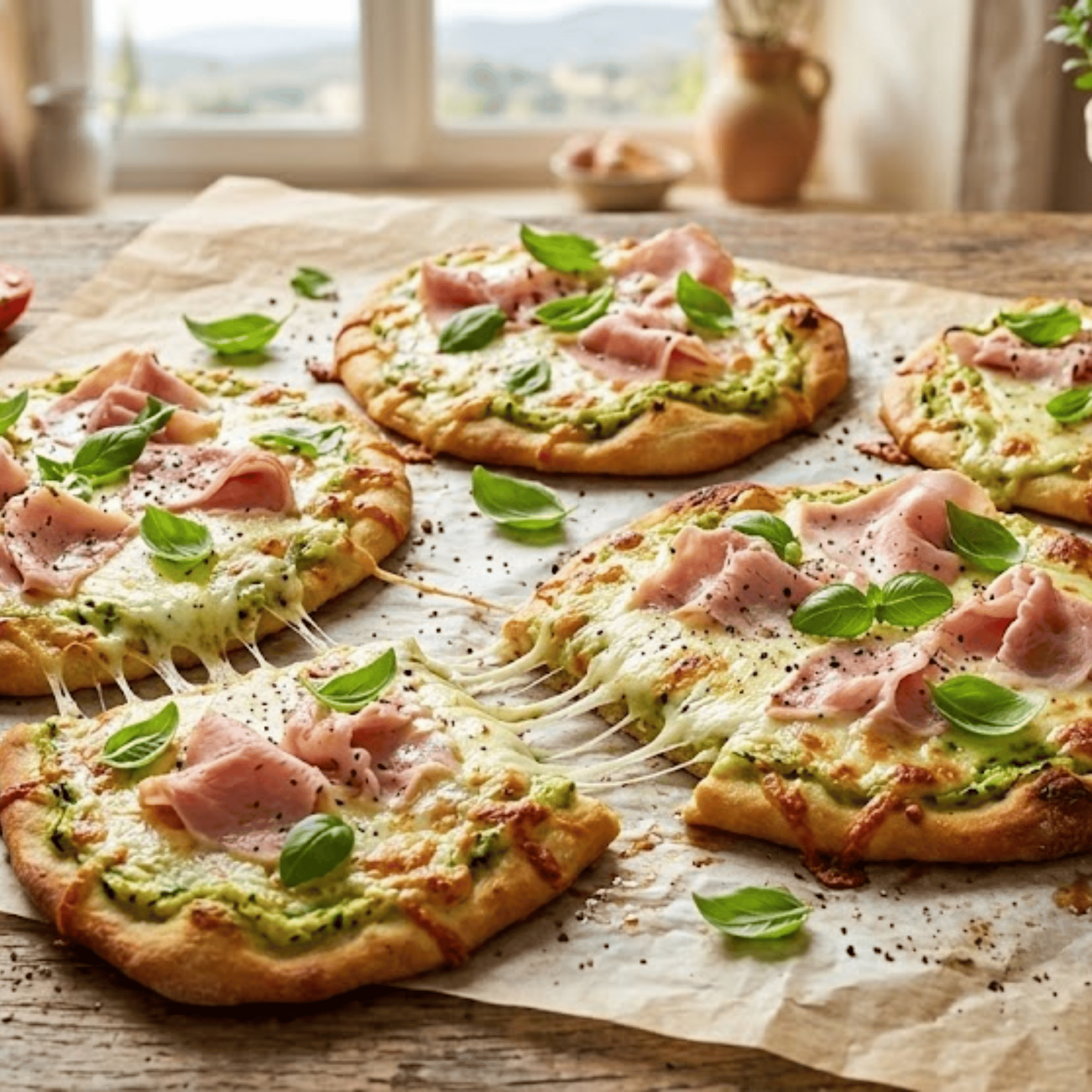 Pizettes crème de courgettes &amp;  jambon blanc