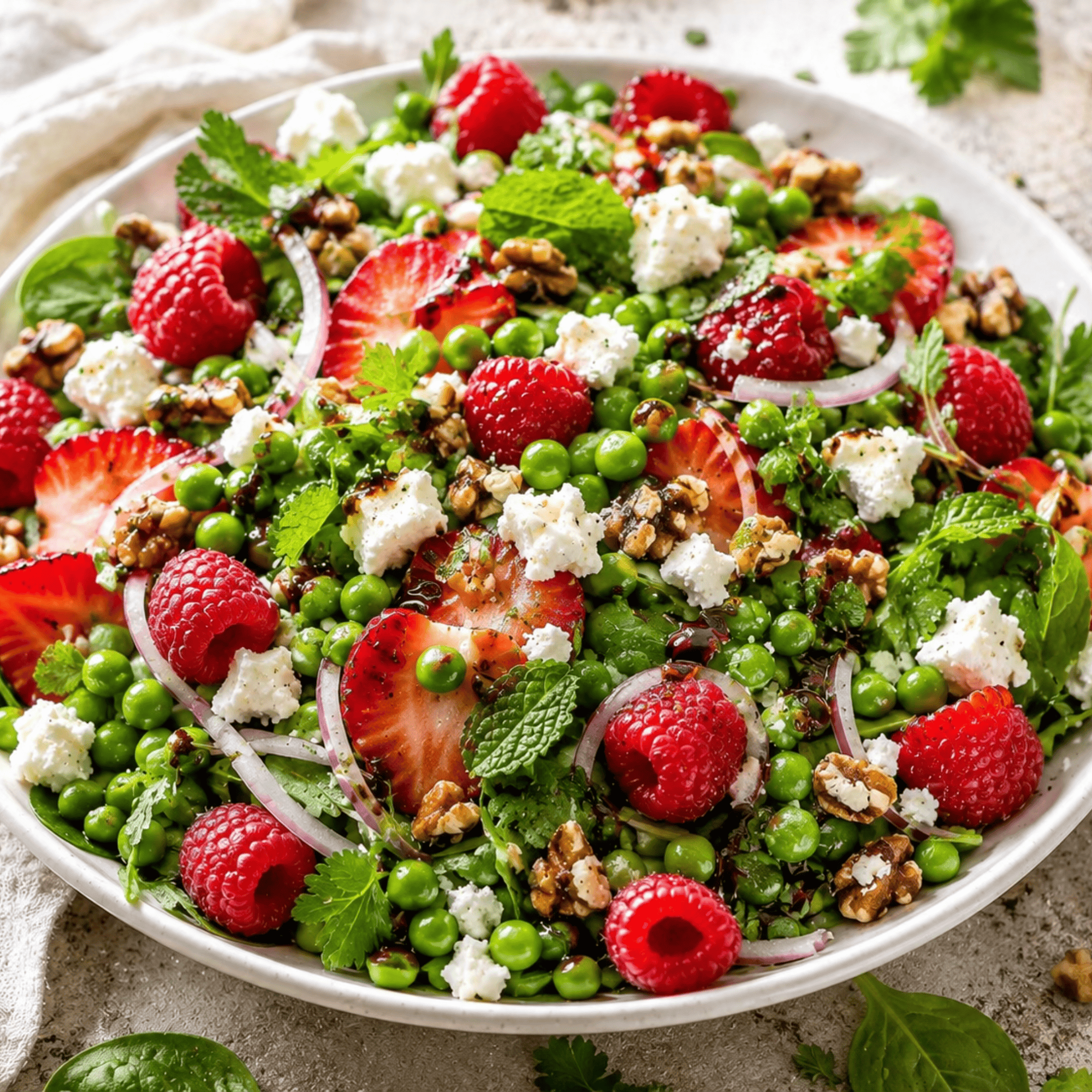 Salade petits pois framboises &amp; feta