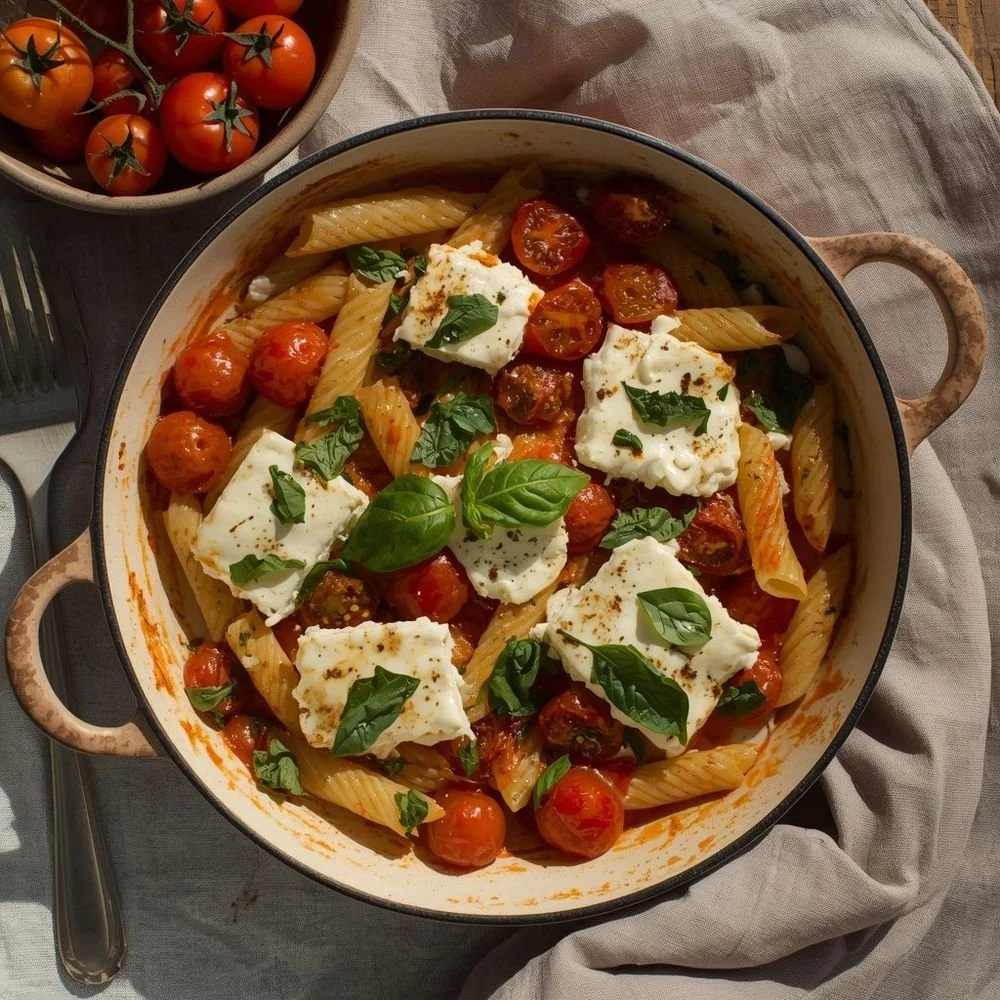 Pâtes à la feta rôtie et tomates cerises