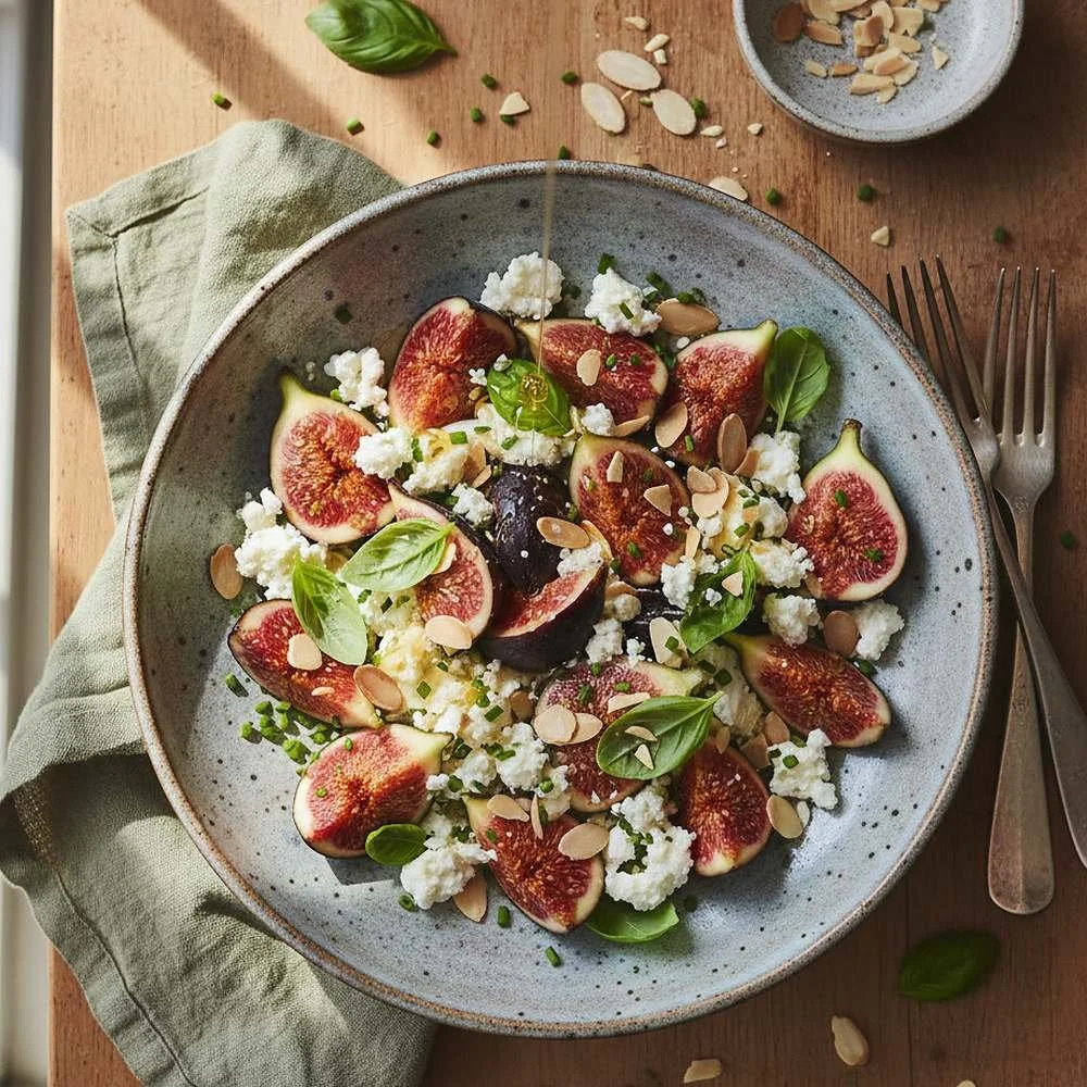 Salade de figues, ricotta et amandes