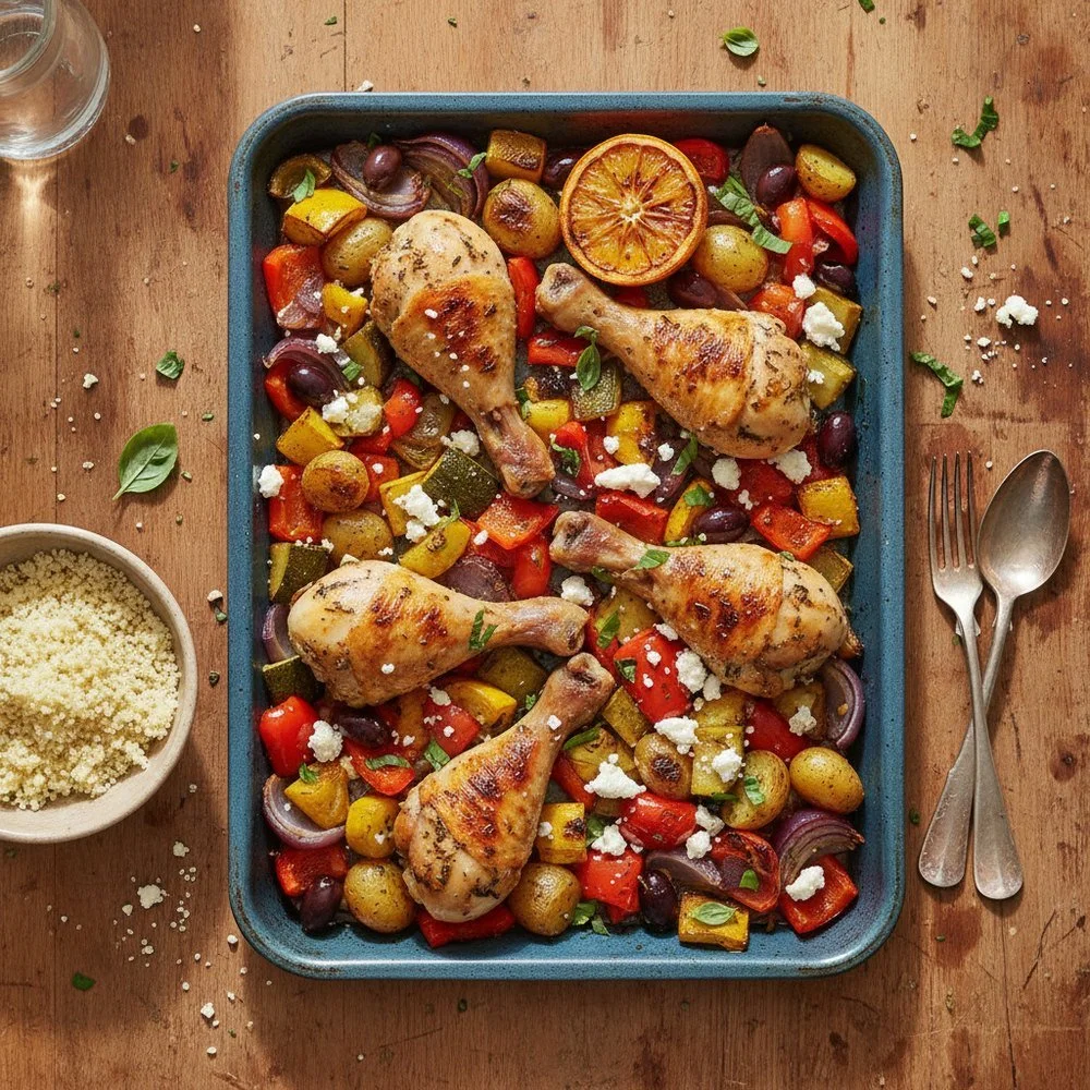 Traybake de poulet aux légumes méditerranéens