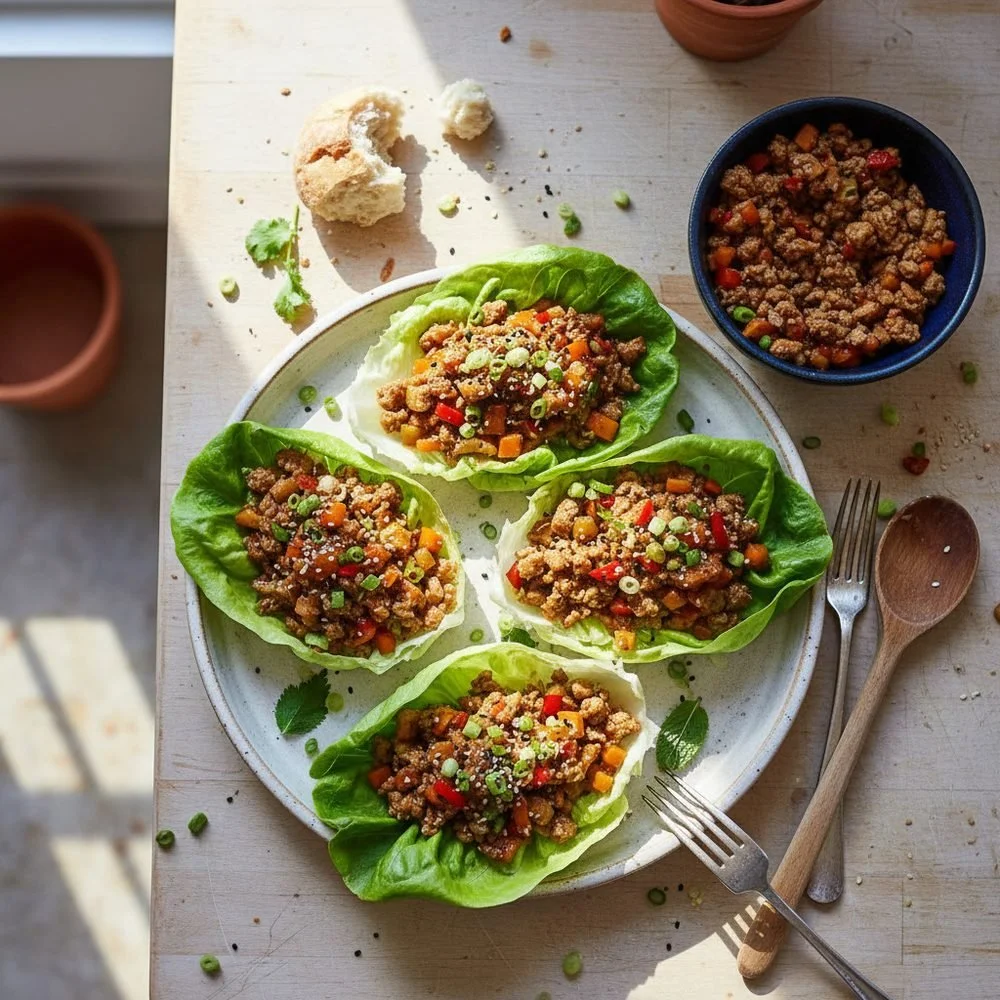 Wraps de laitue à la dinde sautée au sésame