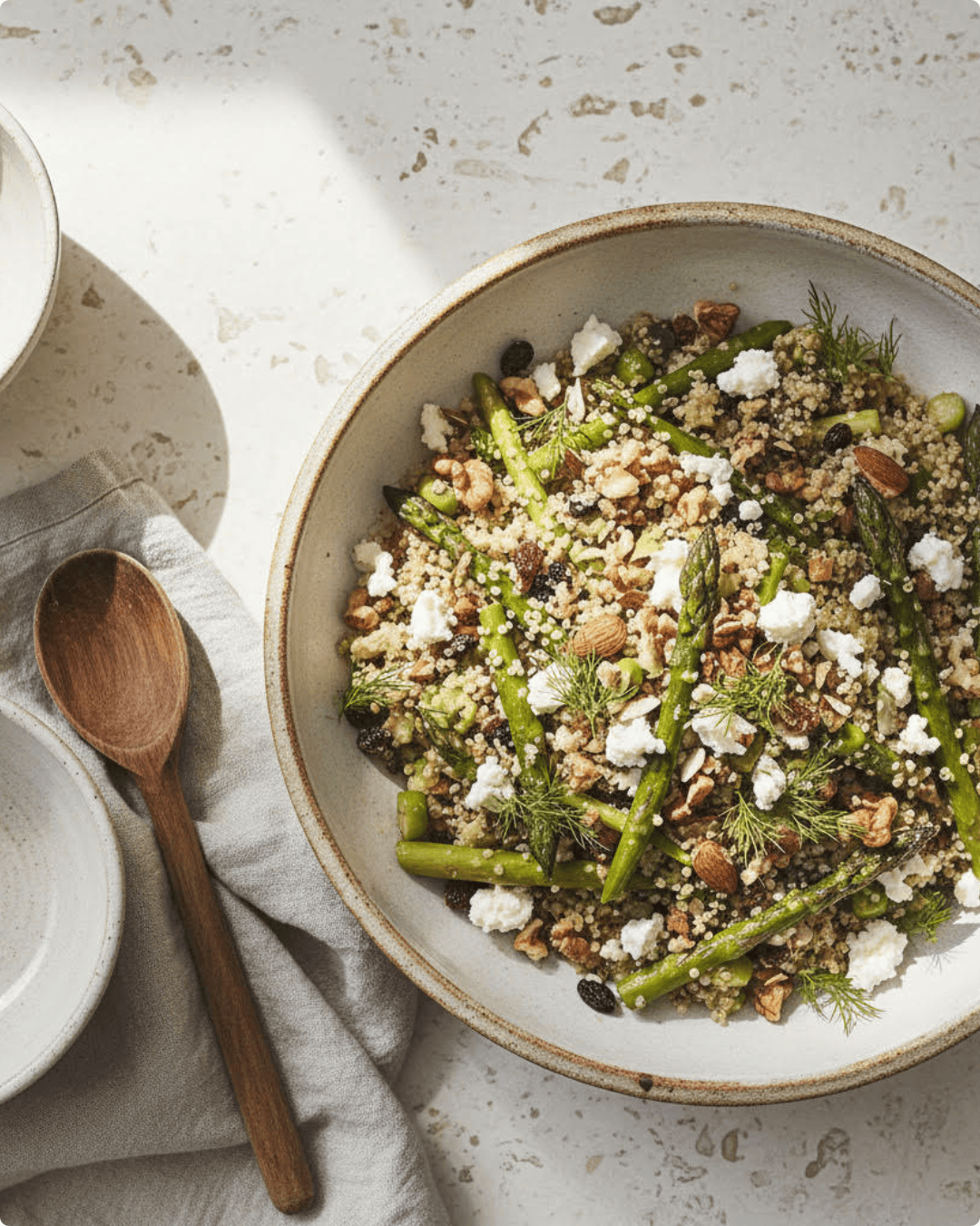 One pot quinoa aux asperges et chèvre