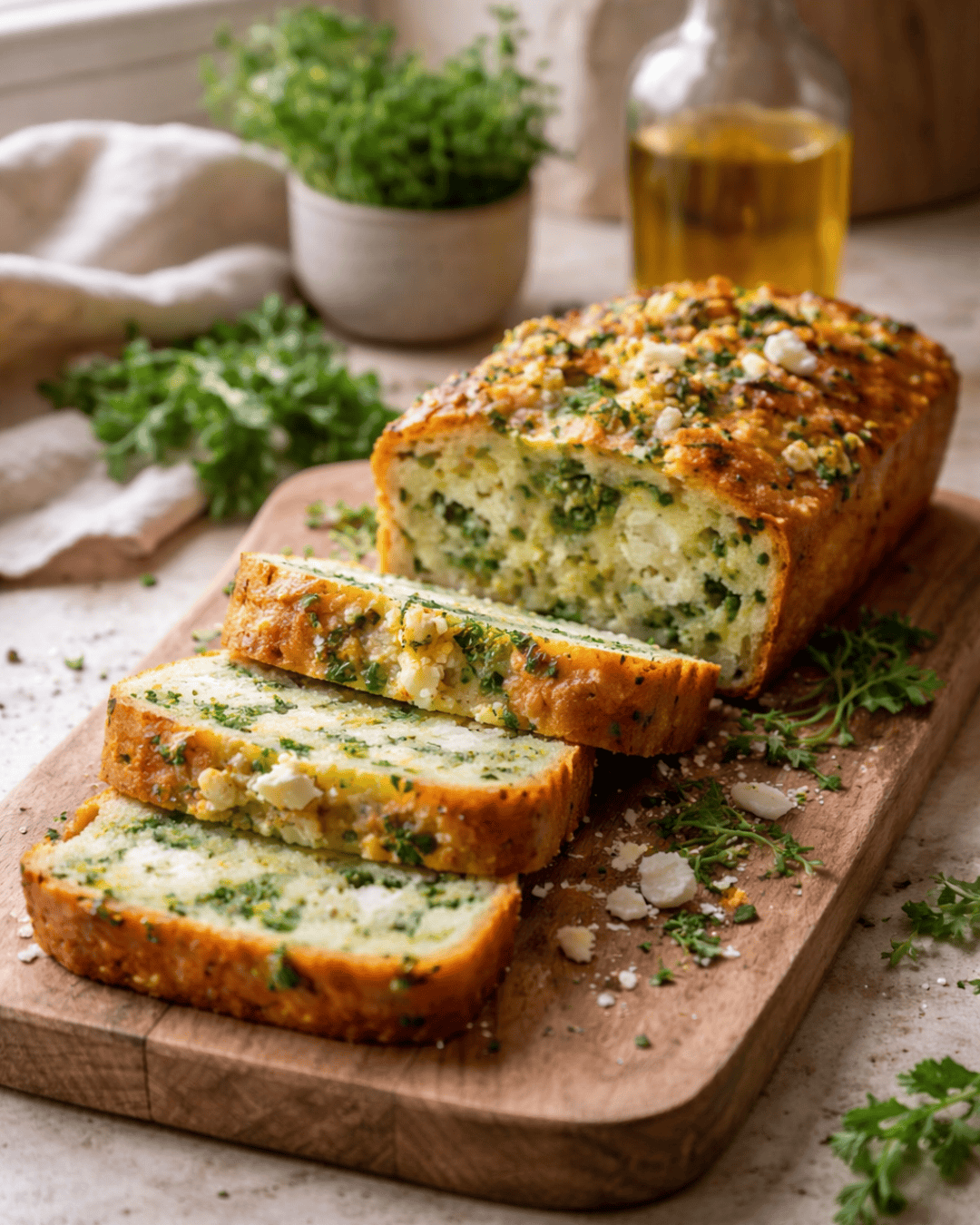 Cake salé brocoli feta et herbes 