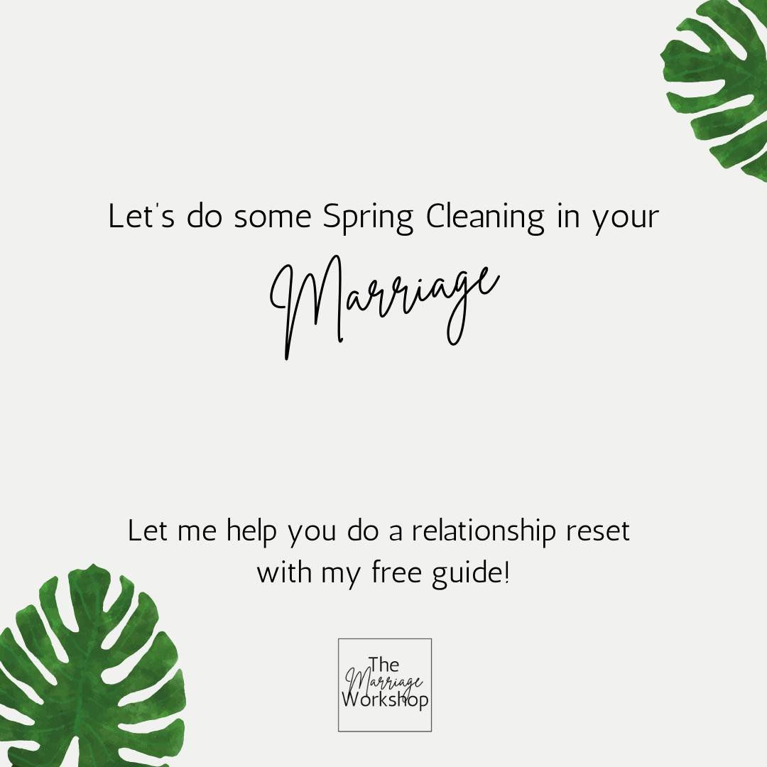 Doesn't spring motivate you to reset?! It is the season for new things! Let me help you Spring Clean in your marriage with my Relationship reset!

1. Download the guide. 2. Answer the questions alone and then share them with your spouse. 3. Make a pl