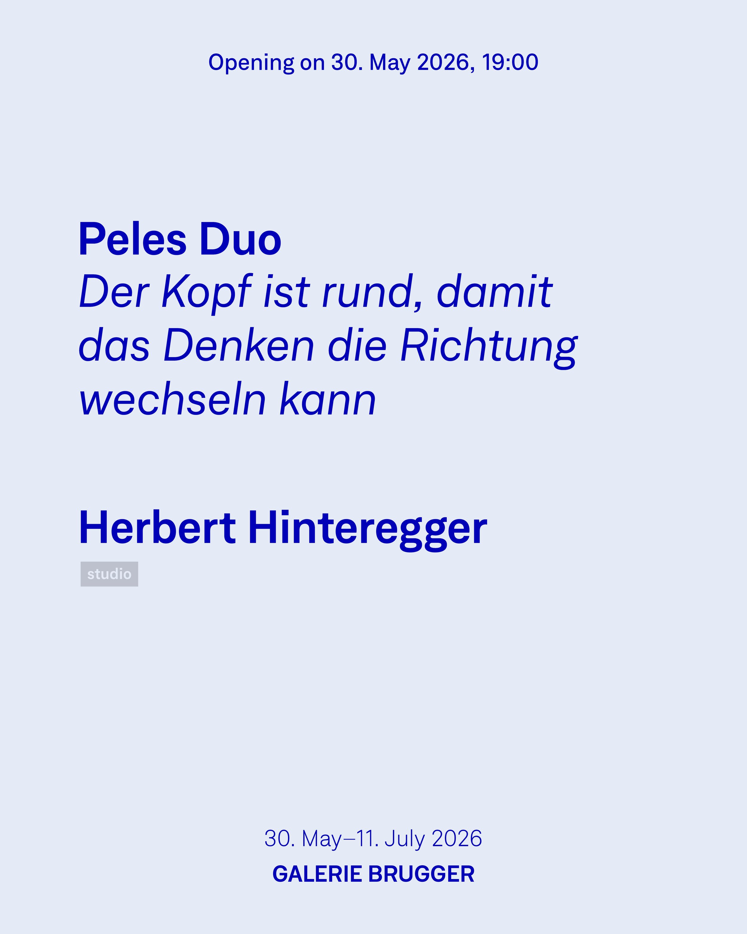 Invitation Card_2026_Galerie Brugger_Peles Duo_Herbert Hinteregger