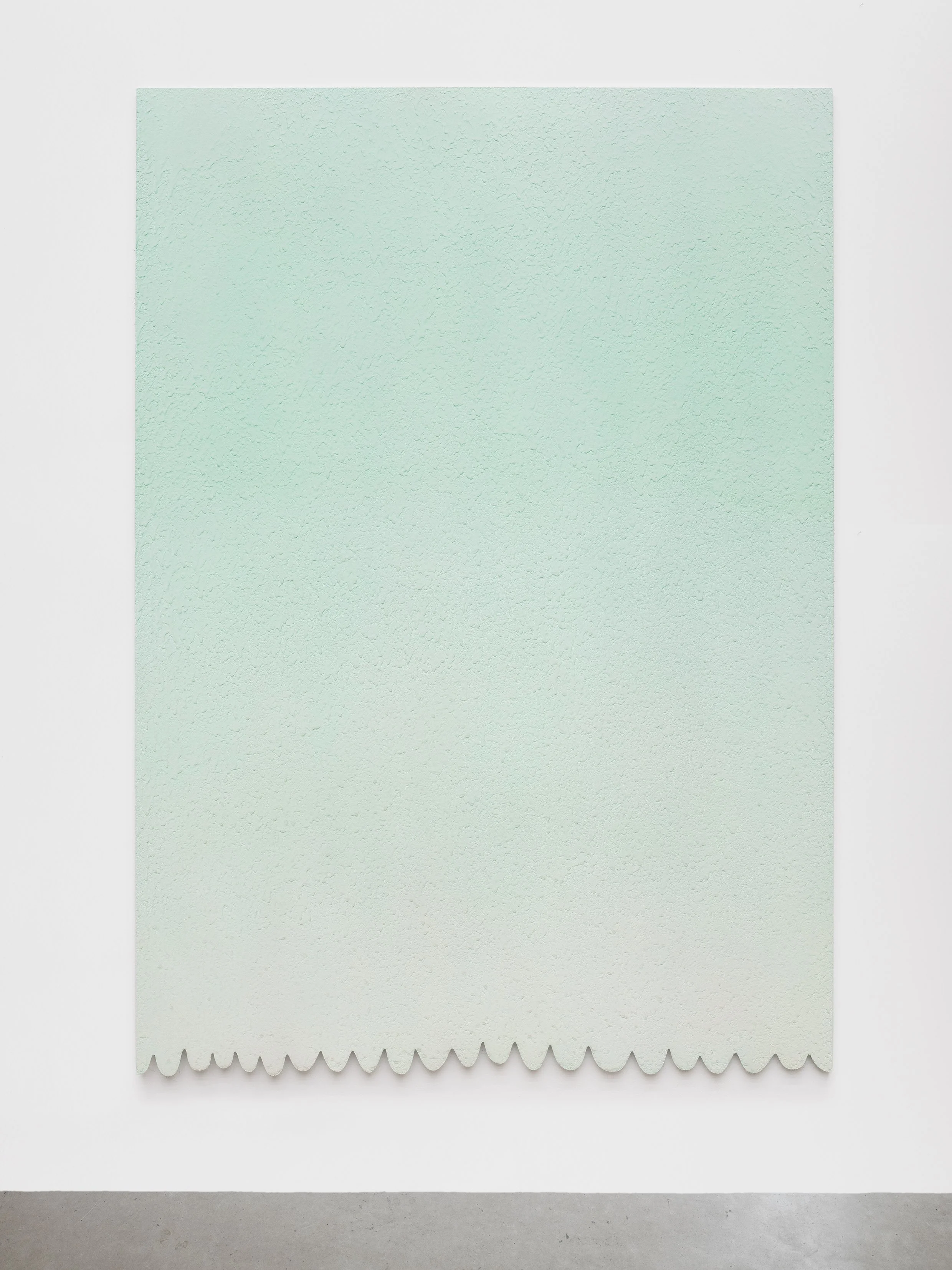 Lukas Thaler
2026
Soluble subjects (cut trickle washed green)
ink, acrylic, kaolin, chalk, marble powder, pigment on aluminium
200 x 141 x 2 cm