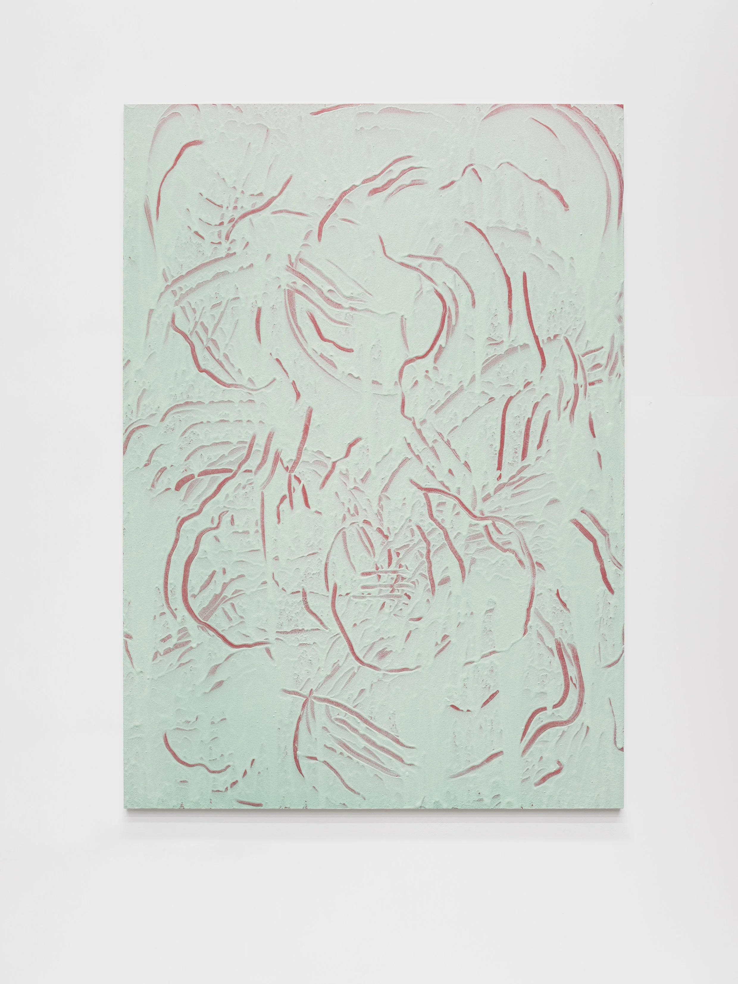 Lukas Thaler
2026
Soluble subjects (touchy and leaky green)
ink, acrylic, kaolin, chalk, marble powder, pigment on aluminium
100 x 141 x 2 cm