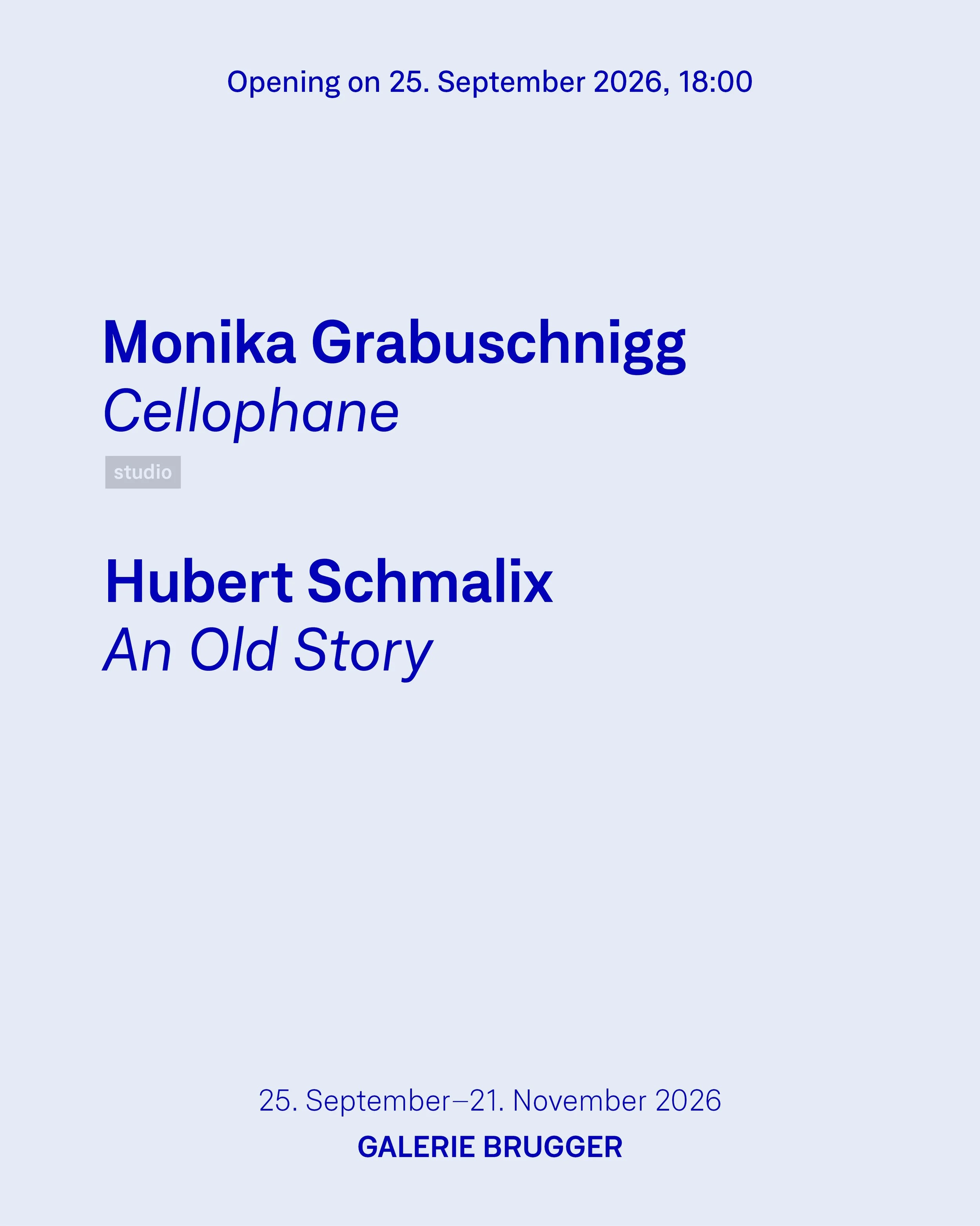 Einladung Hubert Schmalix Monika Grabuscnigg Galerie Brugger