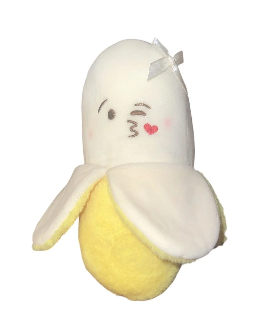 Plush yellow peeled banana