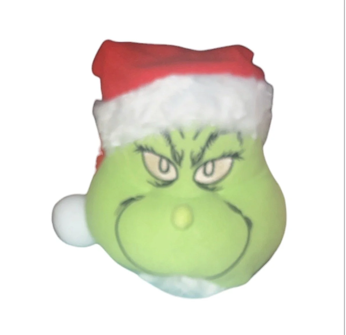 Festive Green Holiday Monster Head Plush Toy