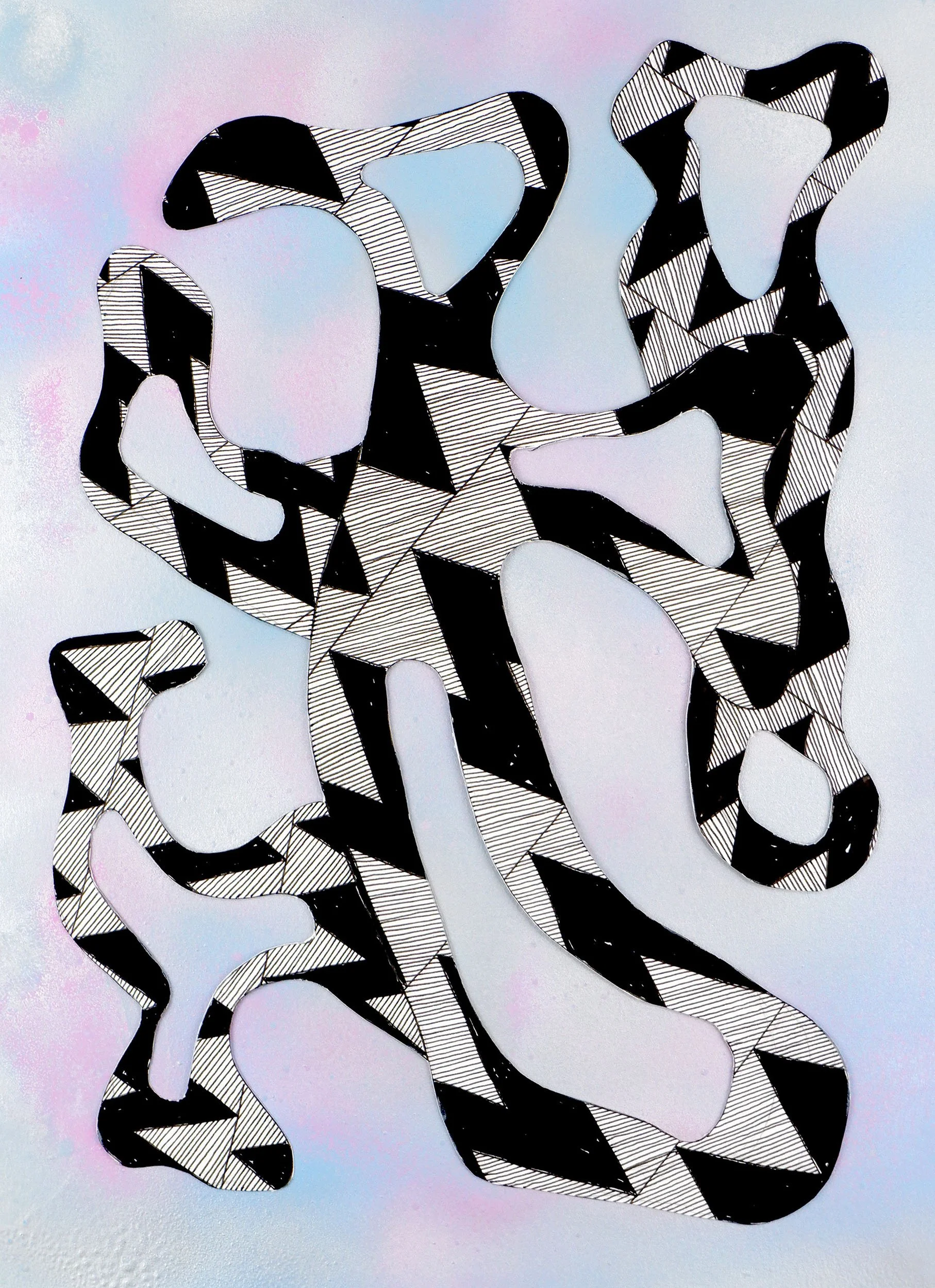 Untitled Drawing / Ink, Spray Paint and Pencil on Watercolour Paper / 29 cm x 42cm /2022