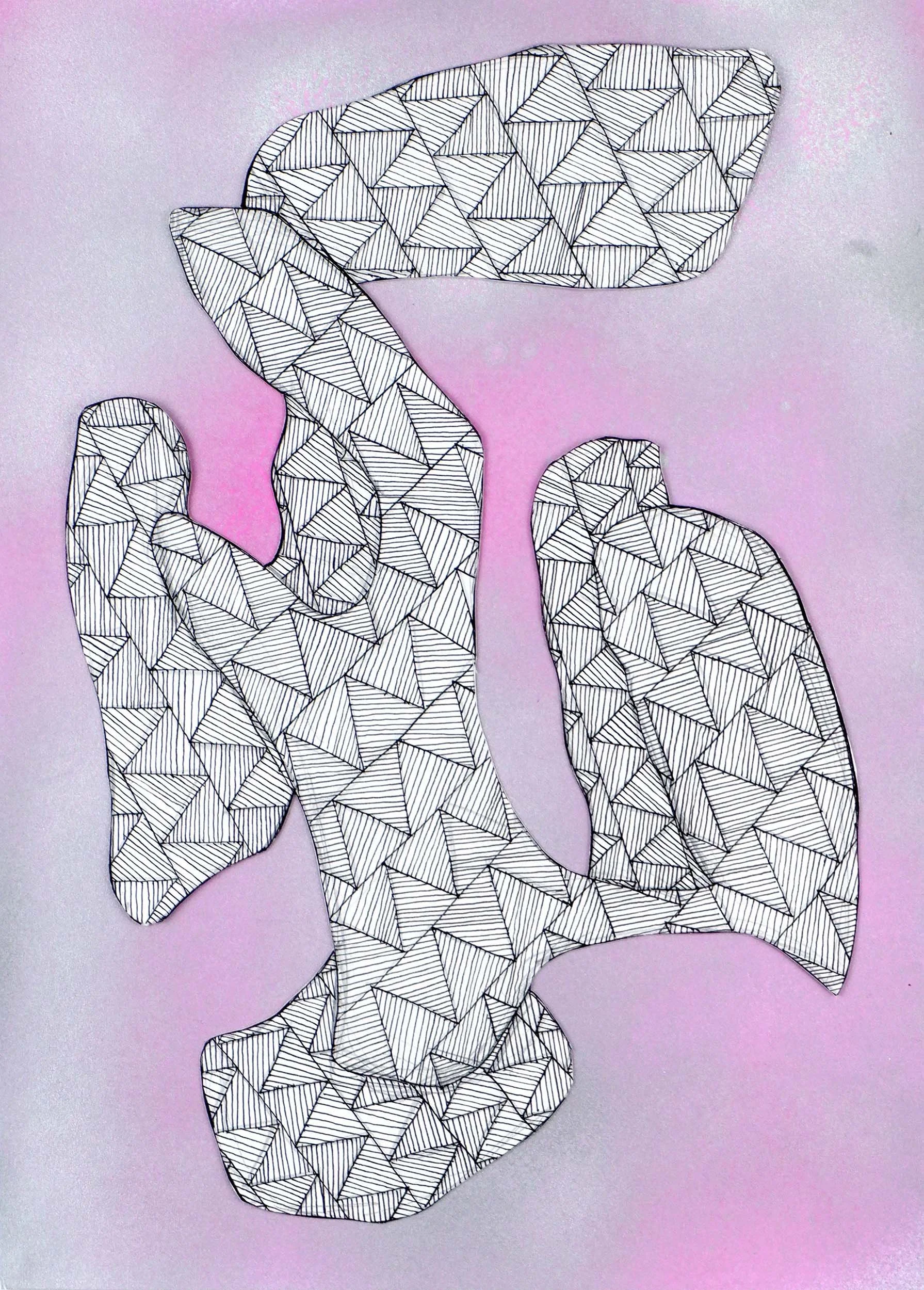 Untitled Drawing / Ink, Spray Paint and Pencil on Watercolour Paper / 21 cm x 29cm /2022