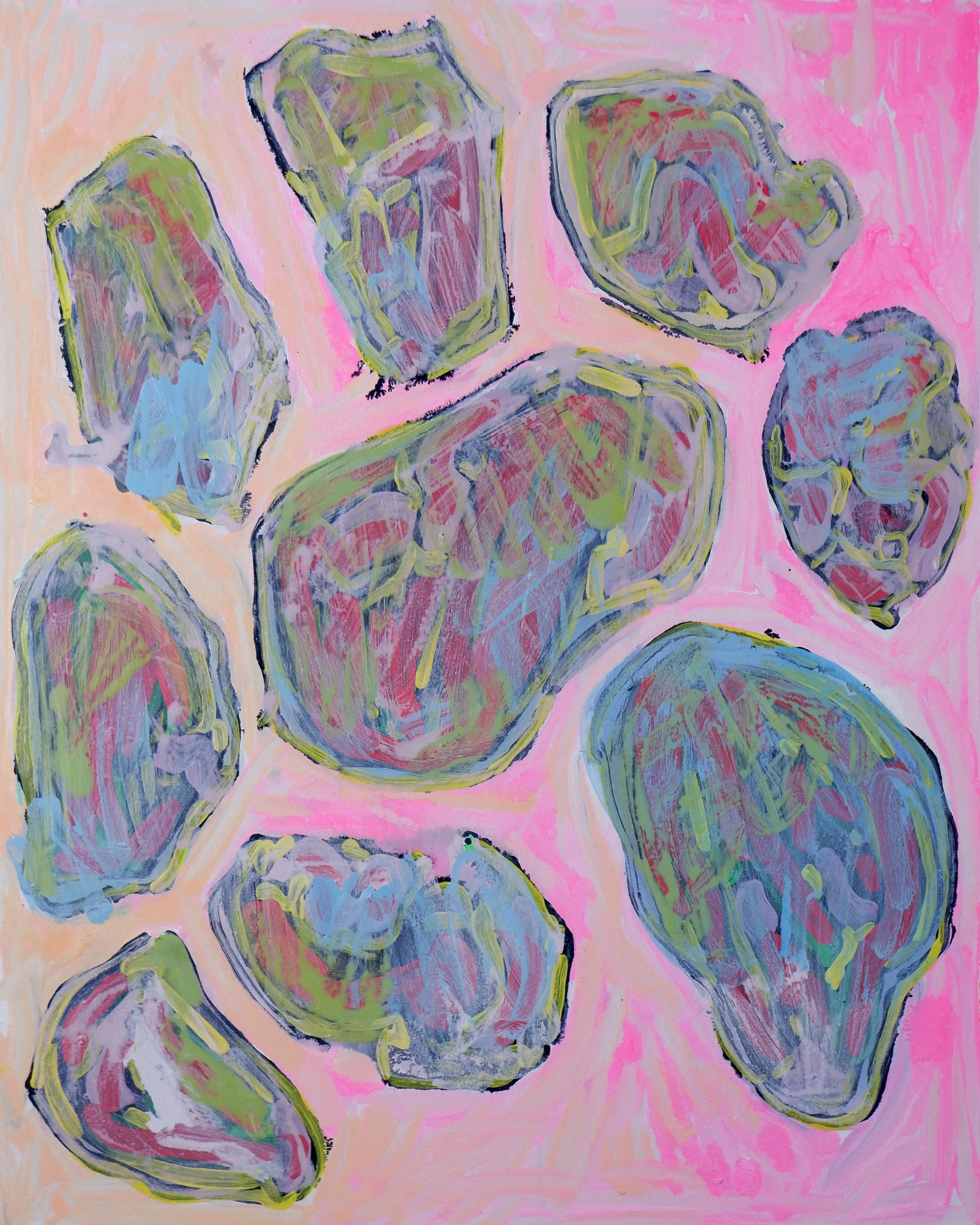 Restricted in an unknown place / Acrylic on Wooden Panel / 28cm x 36cm / 2024