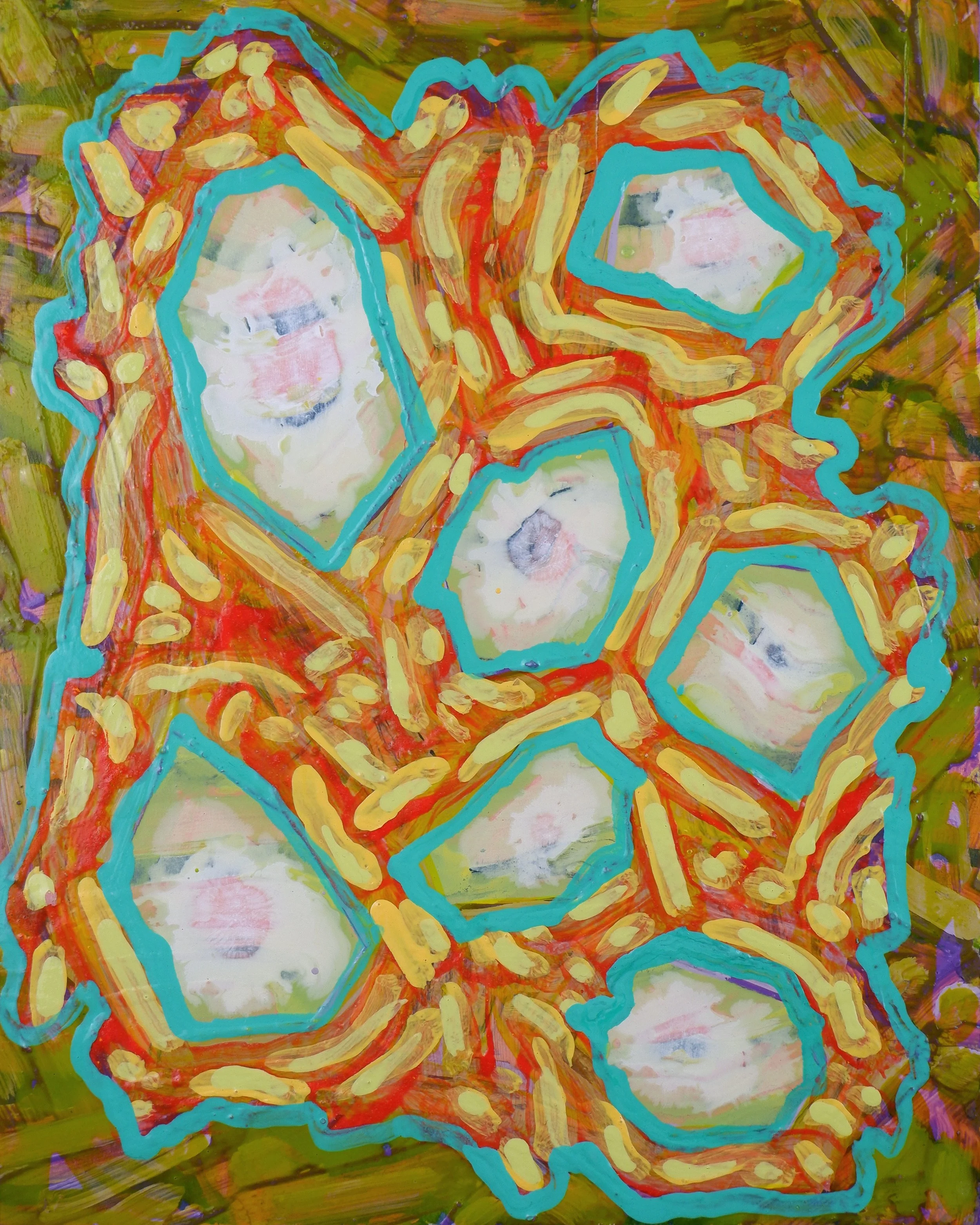 Trod in some dog shit whilst in a North Wales art gallery and had to wipe it off using the curb outside / Acrylic on Wooden Panel / 28cm x 36cm / 2024