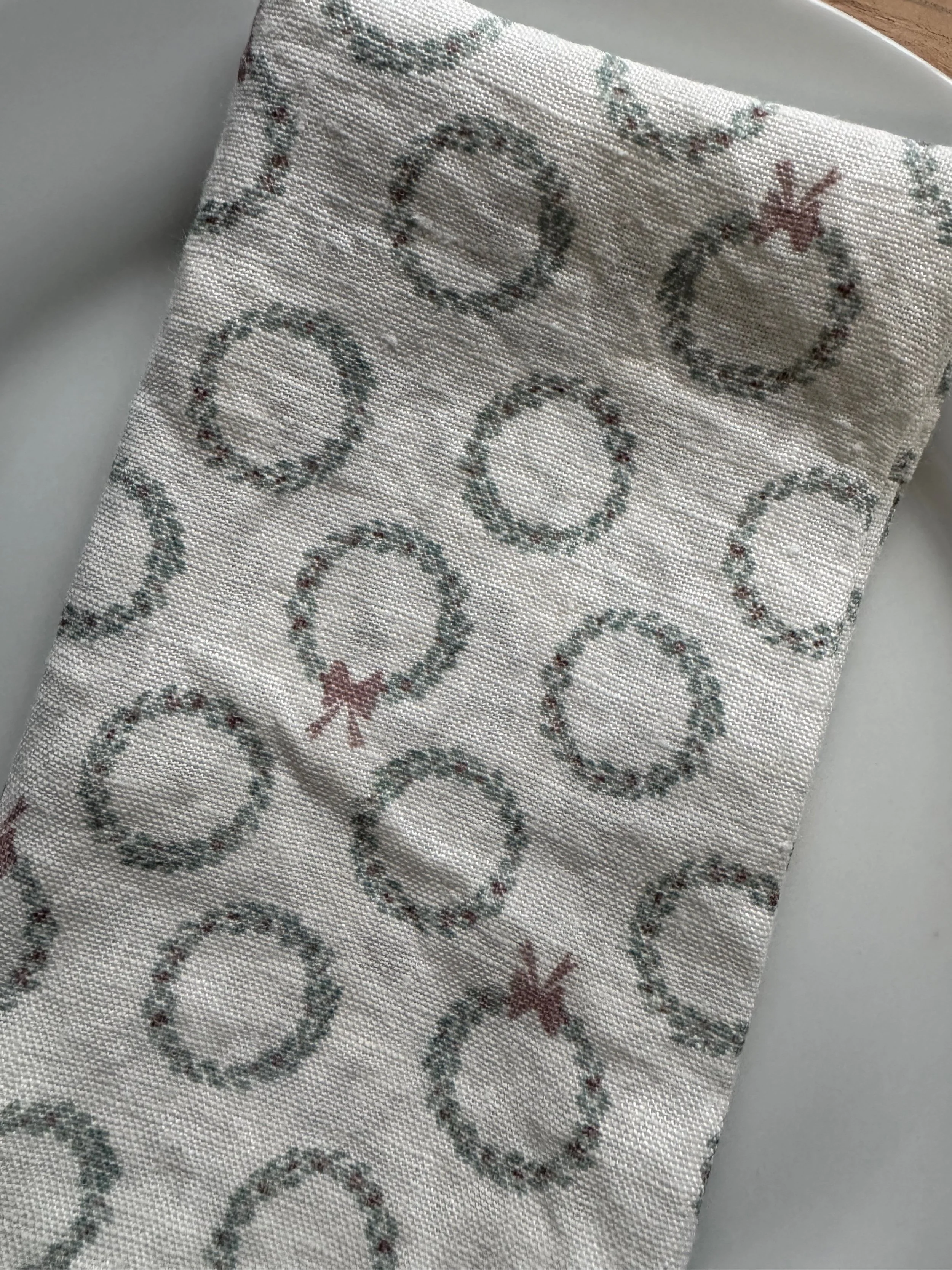 Christmas Wreath Linen Napkins