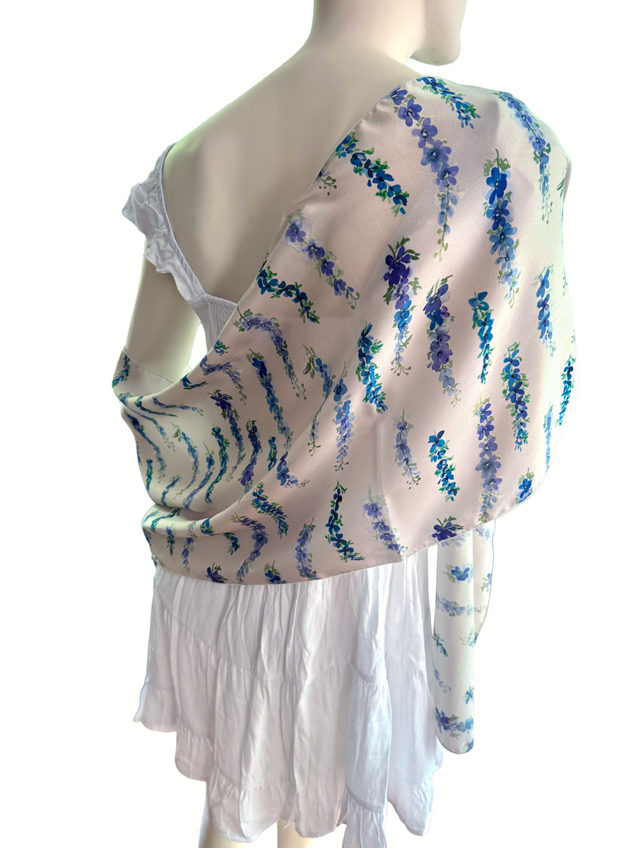 Scarf/Shawl in Dancing Delphimium on Cream
