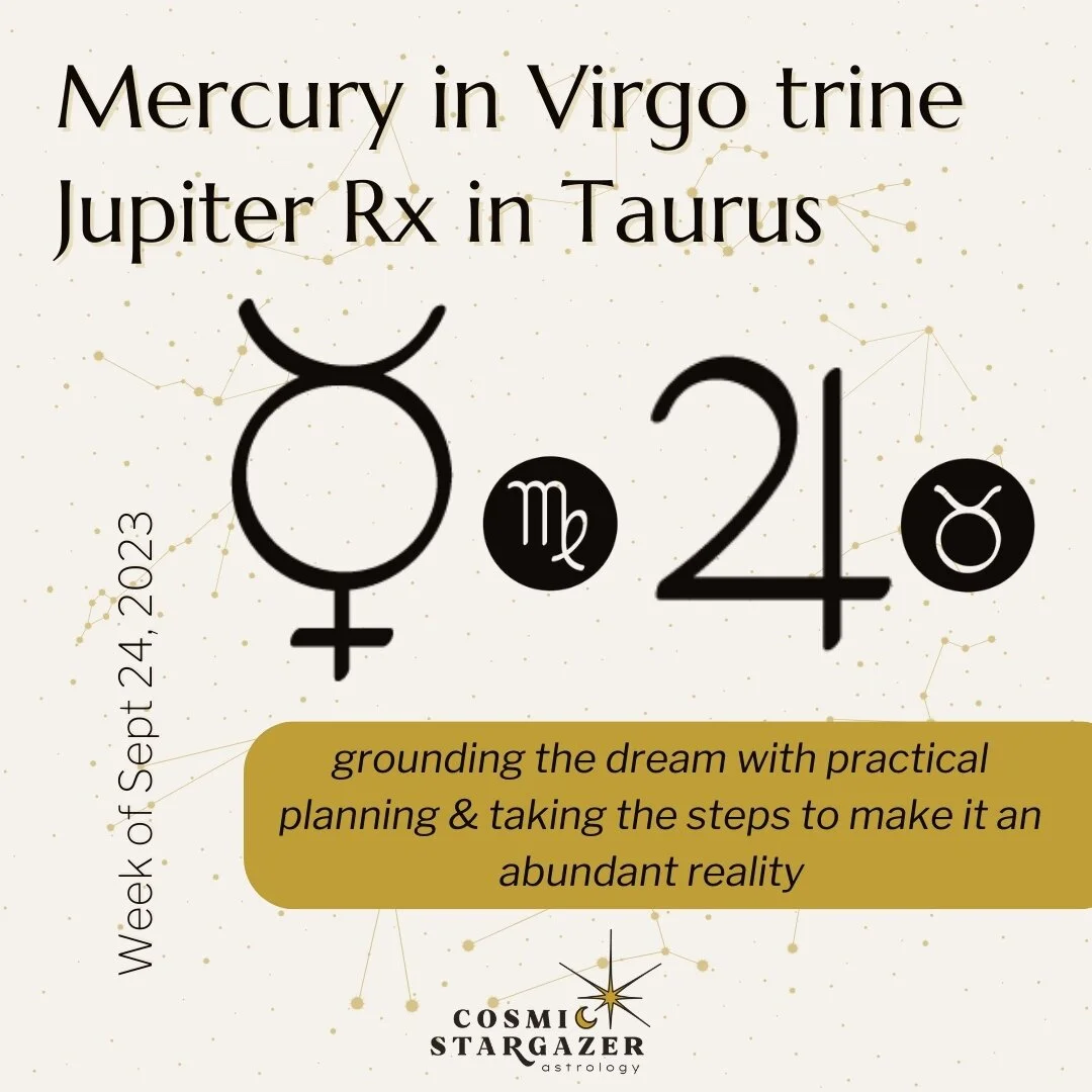 Scroll for more detail...!⁠
✨⁠
Grounded Earth energy for the win this week! With Mercury in Virgo &amp; Jupiter Rx in Taurus, we're grounding our dreams with practical planning &amp; are encouraged to take the steps needed to make them abundant reali