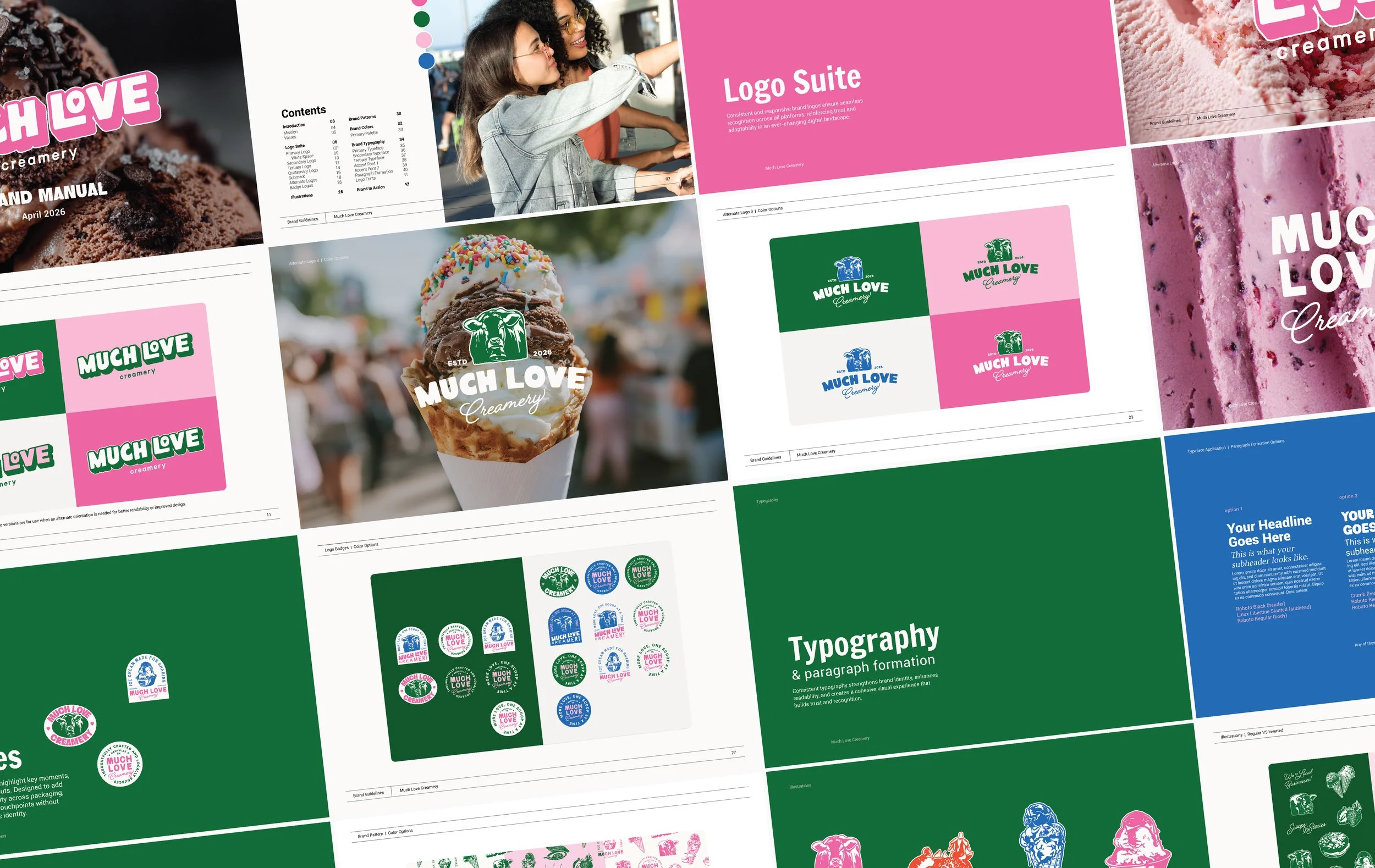 Much Love Creamery visual identity design brand guide excerpts