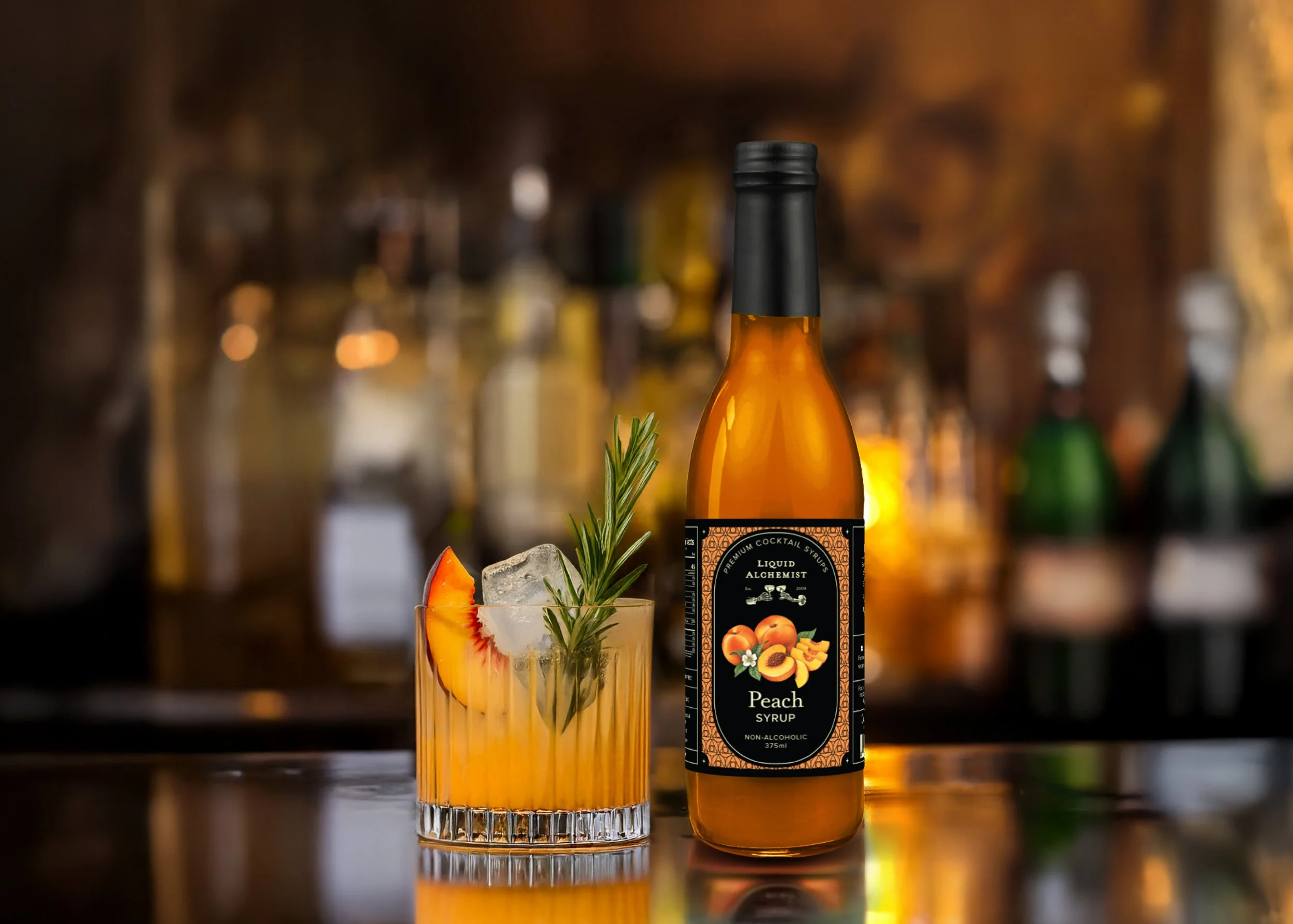 cocktail mixer design peach flavor