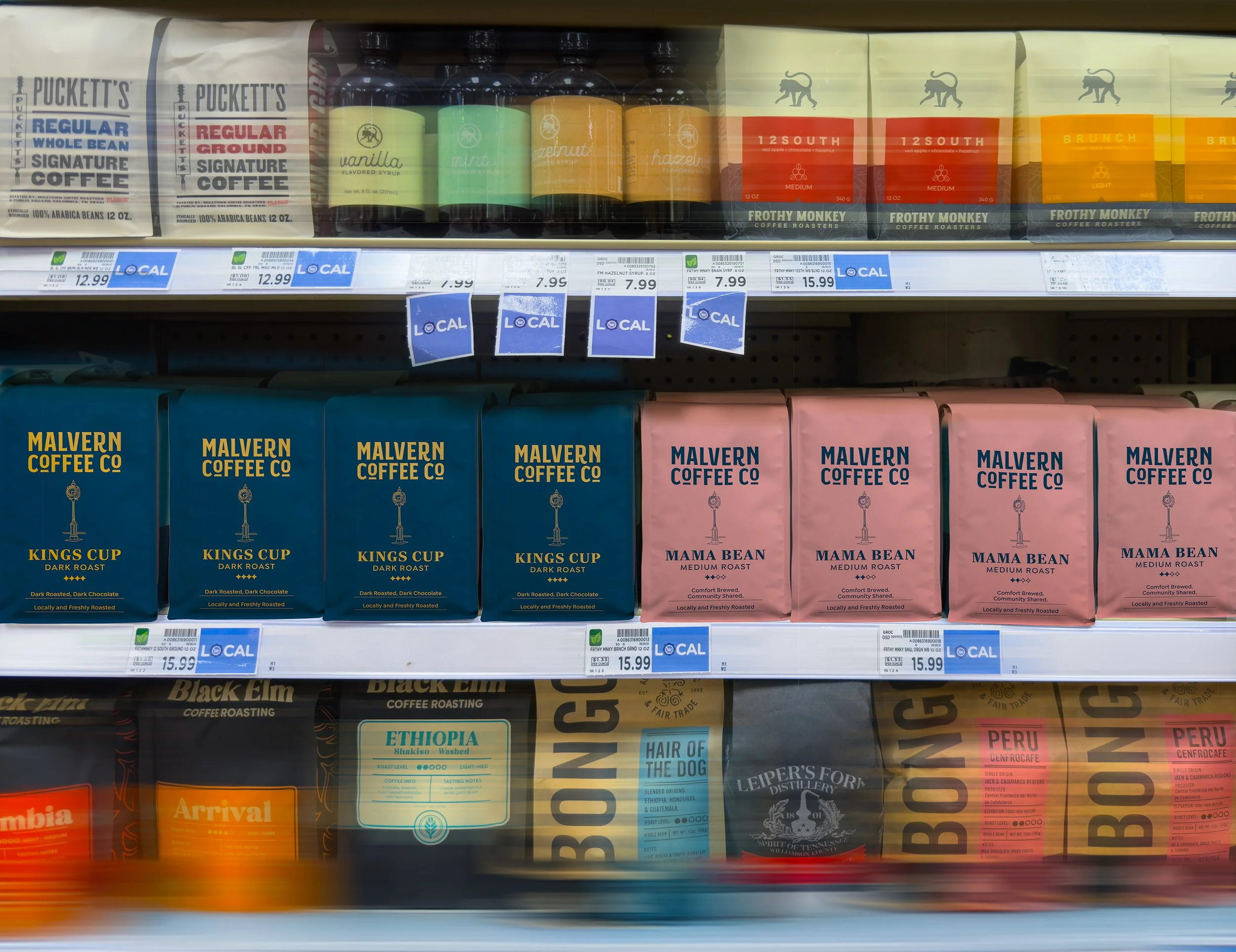 Malvern Coffee Company on grocery shelf