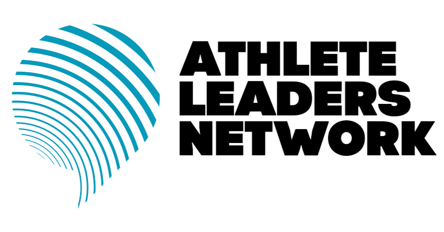 Logo of Athlete Leaders Network featuring a stylized blue fingerprint and bold black text.