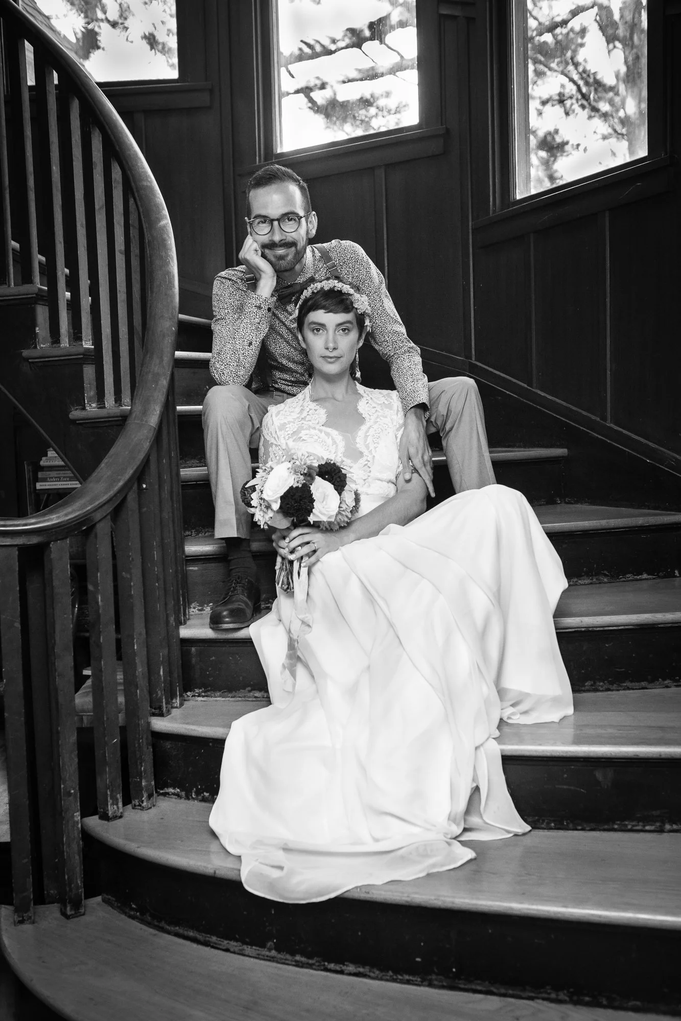 wedding photographer Scottsdale, Arizona on a winding staircase