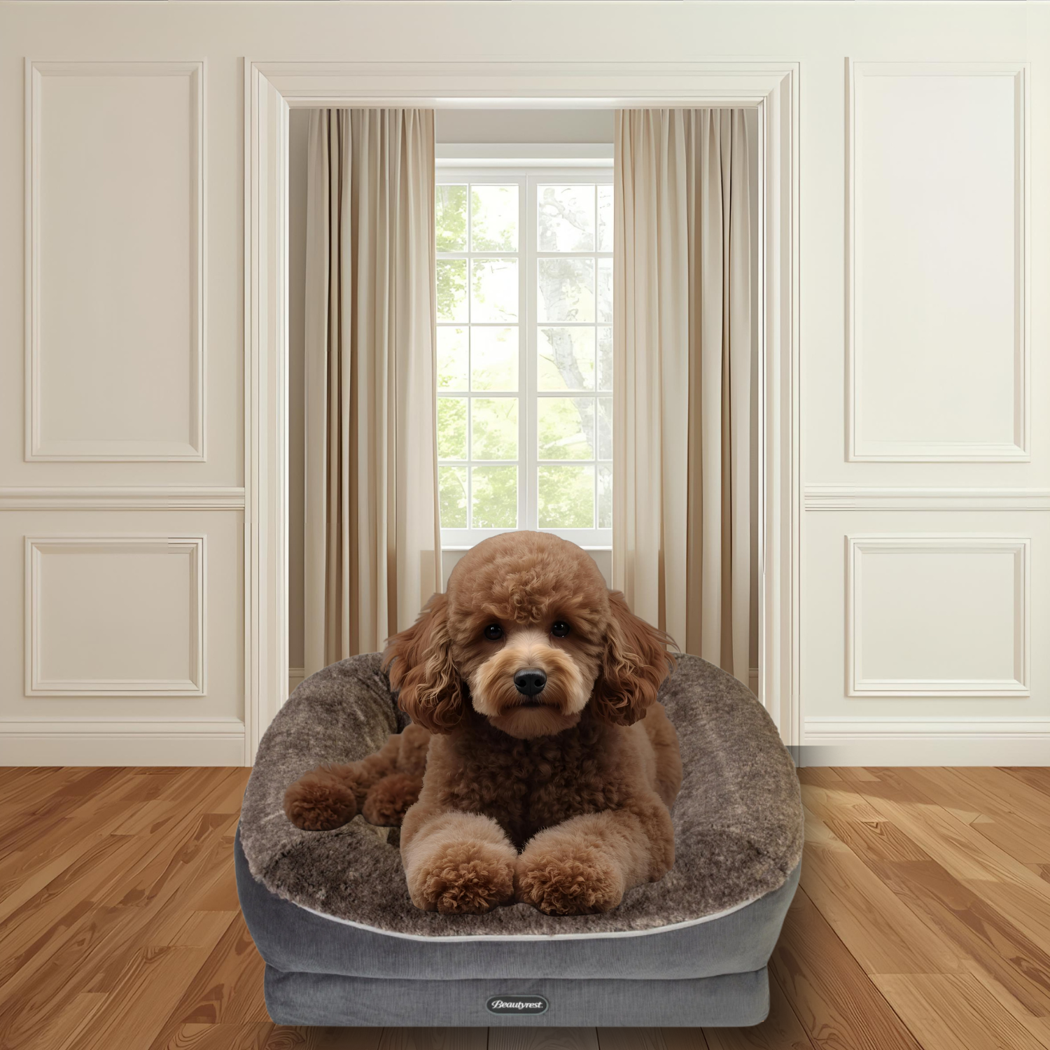 Beautyrest Ultra Plush Cuddler Bed dog model poodle (with 90% shadows).png