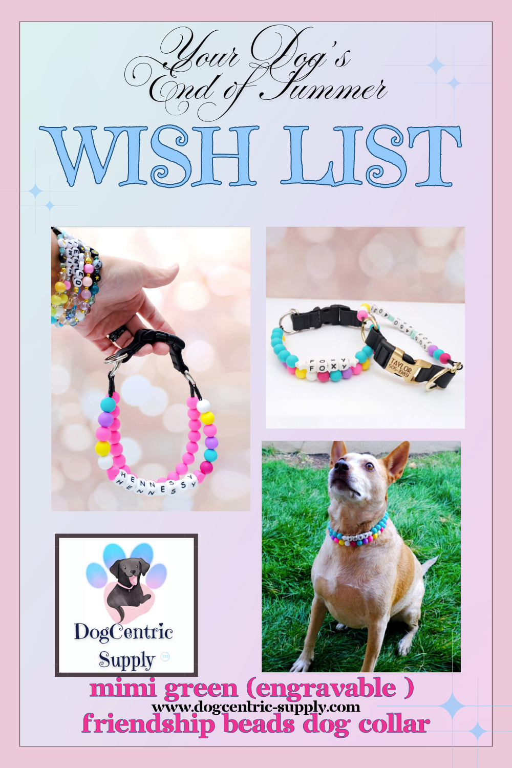 DCS Mimi Green Friendship Beads Dog Collar