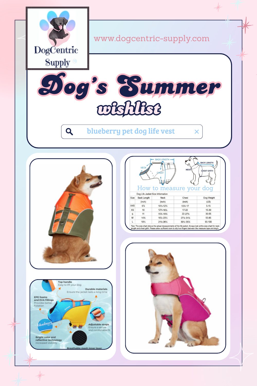 DCS Blueberry Pet Reflective Dog Life Vest