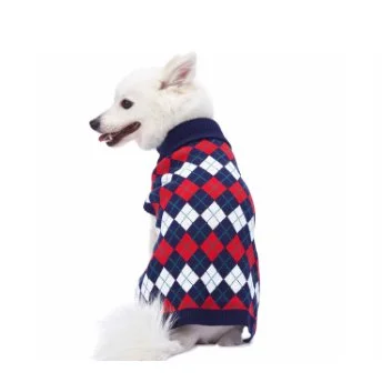 Blueberry Pet Navy Argyle Dog Sweater