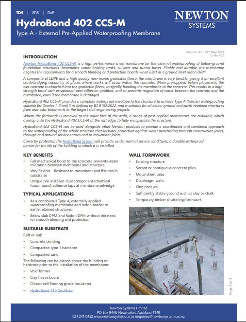 Data Sheets System 400 — Newton Systems Waterproofing