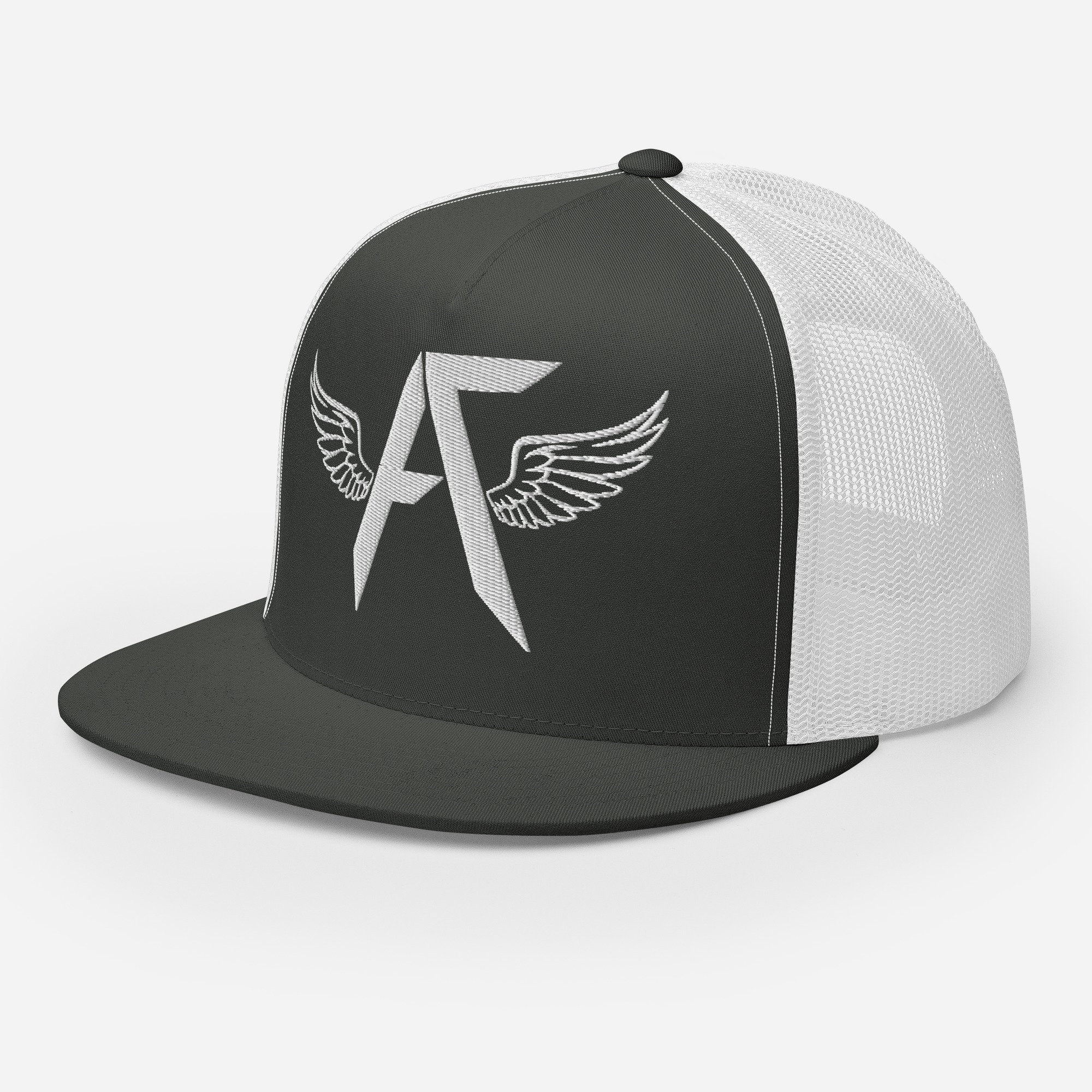5-panel-trucker-cap-charcoal-white-left-front-66b7e0e30d92f.jpg