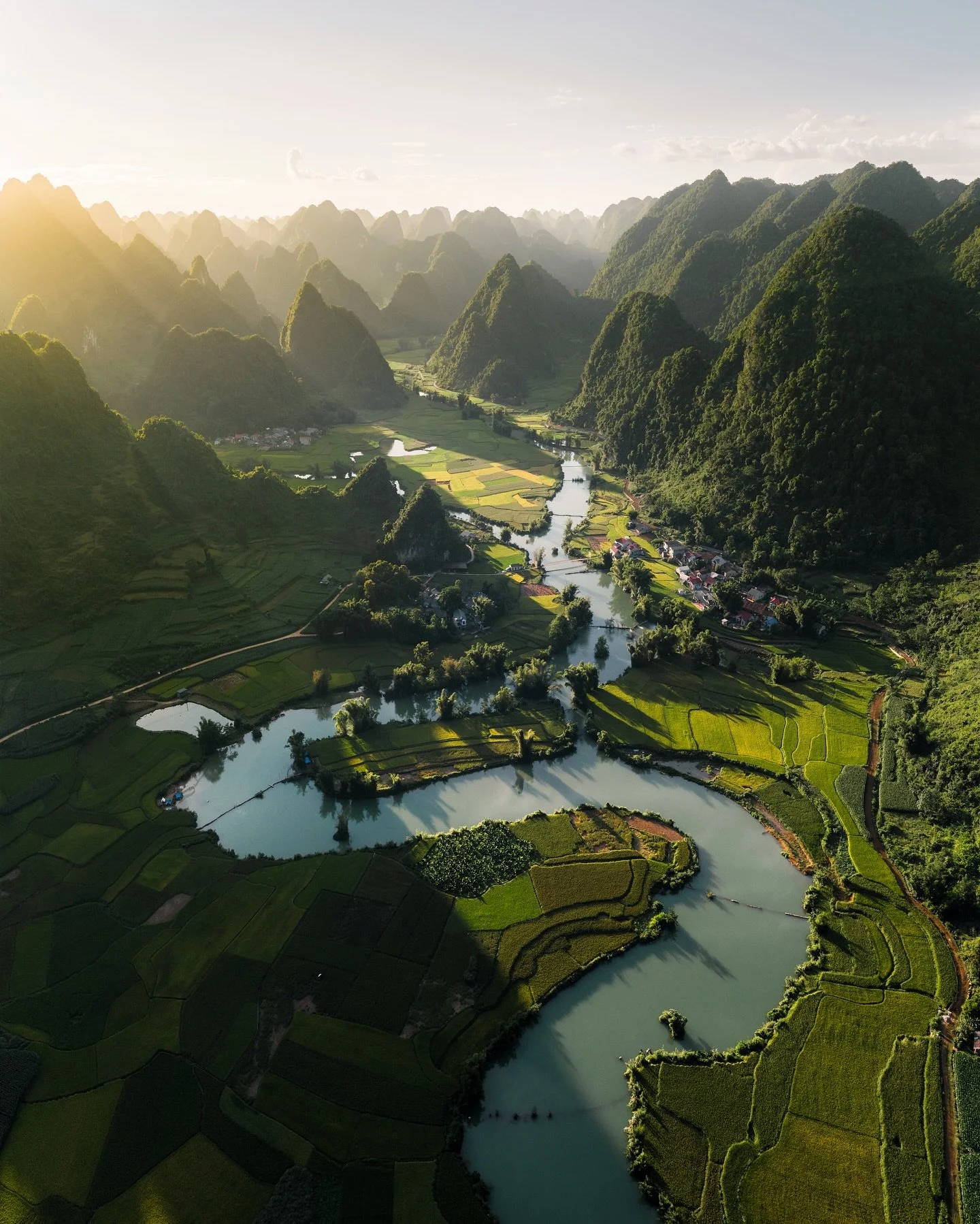 Making my way through north Vietnam close to the border with China I was fascinated by the karst mountain landscape. Hundreds of small peaks rise from the ground and between them lie small villages, winding rivers and lush rice fields that were just 