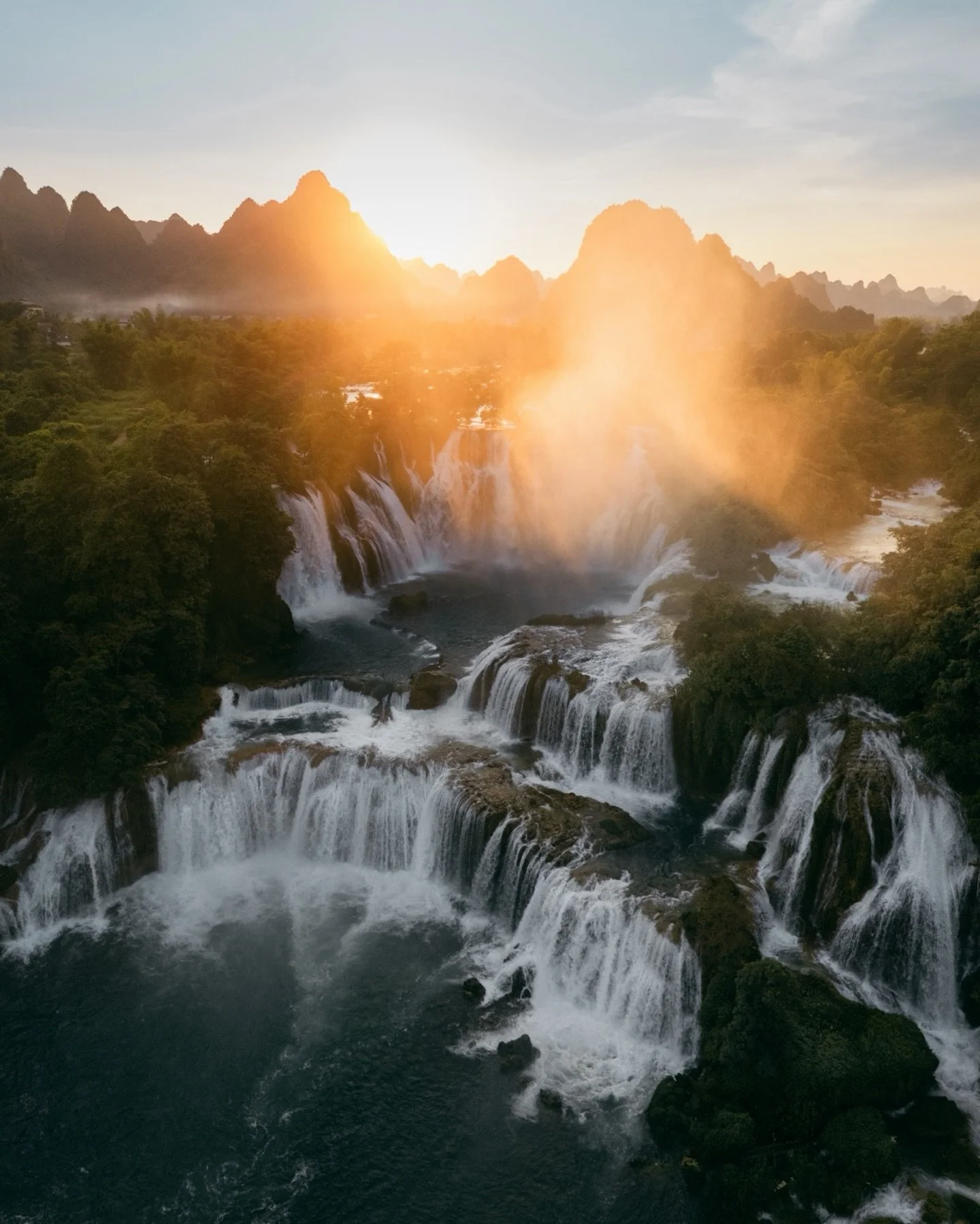 When I arrived in Vietnam, I got the most incredible conditions right on the first day. A light-flooded sunset sat directly behind this iconic waterfall, and with all the fog around it everything started to glow beautifully. These are the rare moment