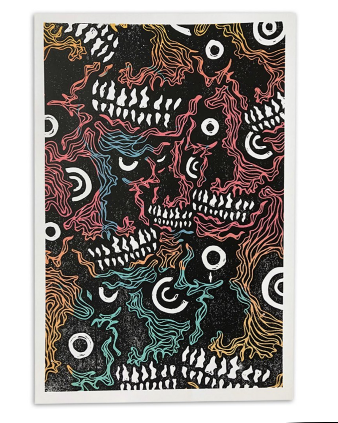 40"x50" screen printed poster for Rx Skulls - 1/10 double-registration print