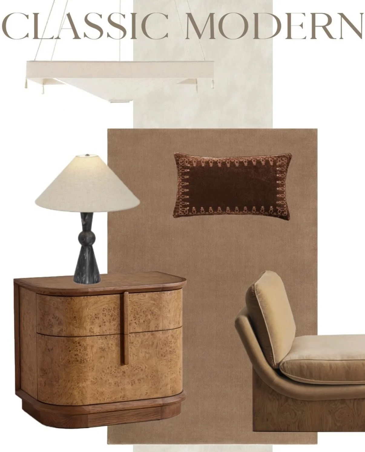 The Classic modern palette is rooted in materiality. 

Plaster, walnut, limestone, camel. 

Layered neutrals create dimension without relying on bold colour 

Longevity comes from restraint, not saturation. 

Designer - Laura Parkinson, Palmer &amp; 