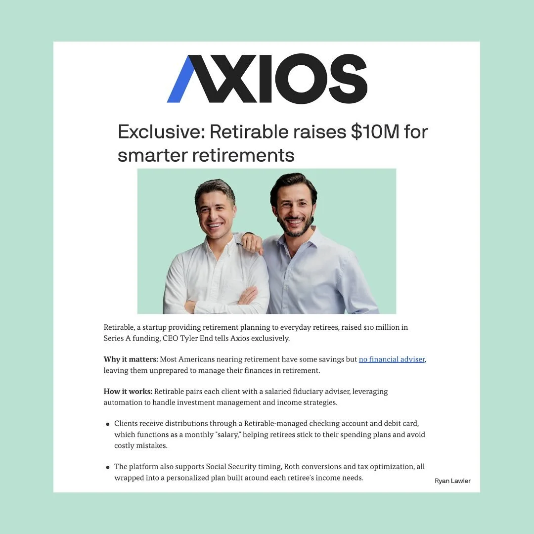 big congrats to Retirable co-founders @robert_tend and @ianyamey on raising their Series A! They started Retirable because EVERYONE deserves access to professional retirement planning and peace of mind for the future, not just the top 10% of American