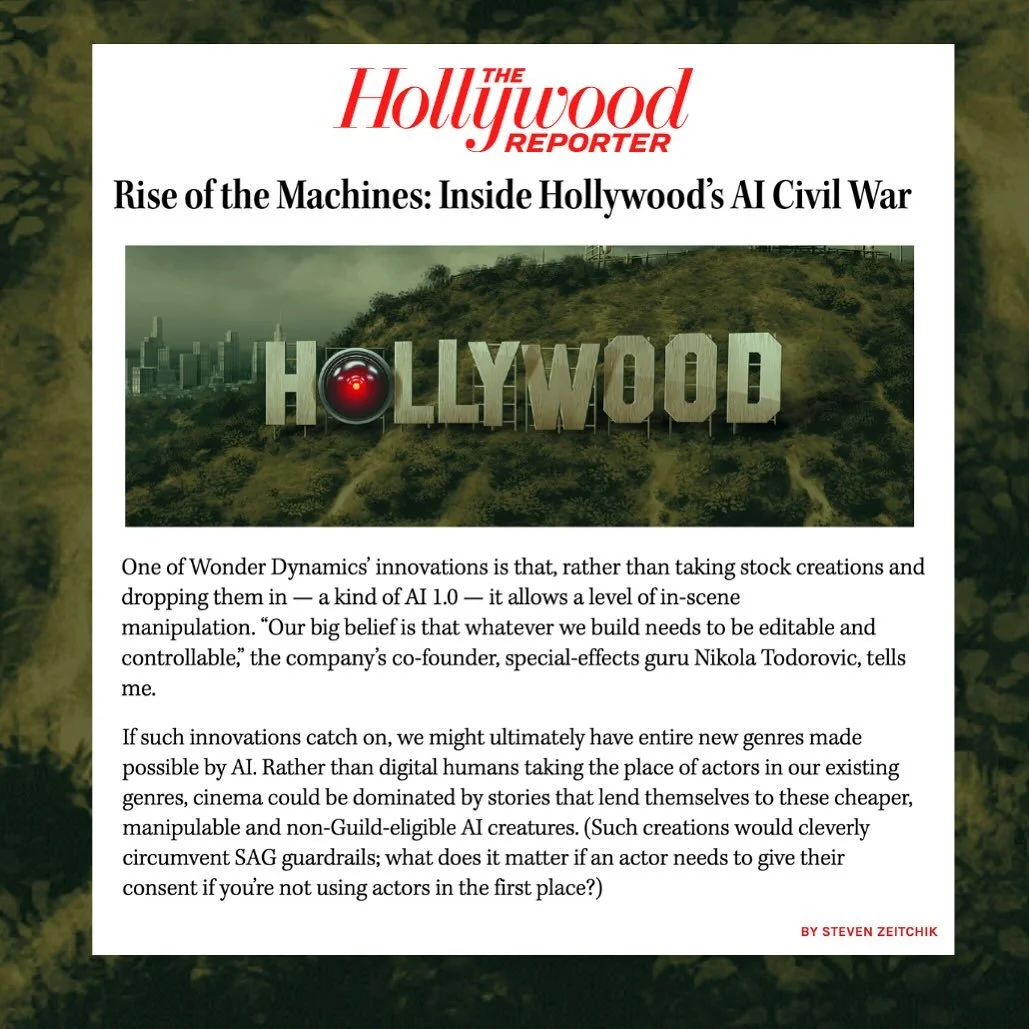 Love seeing our client Wonder Dynamics (an @autodesk Company) featured in 
@hollywoodreporter &rsquo;s deep dive on how AI is reshaping the future of filmmaking 🎥 🍿