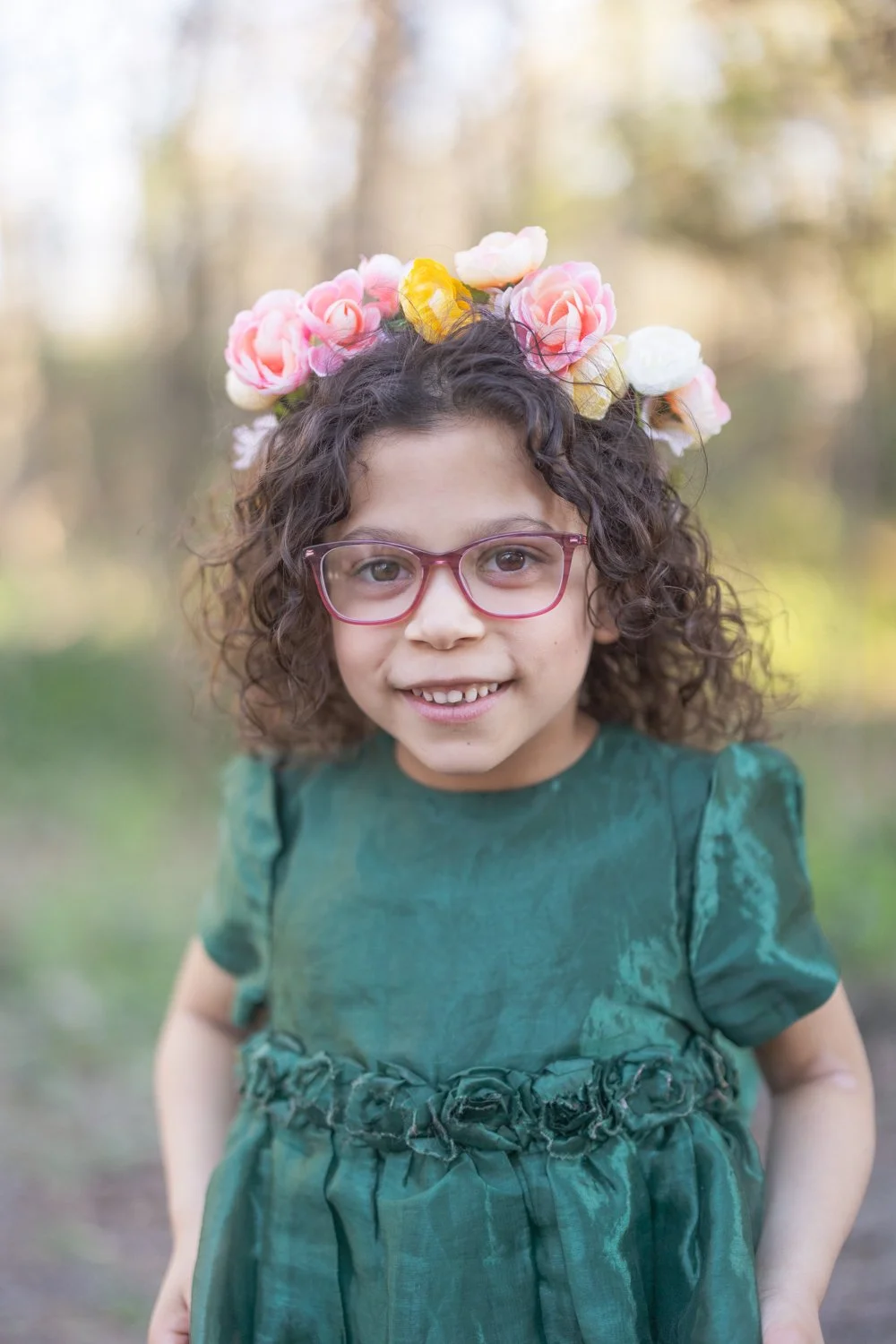Seven year old girl in a flower crown