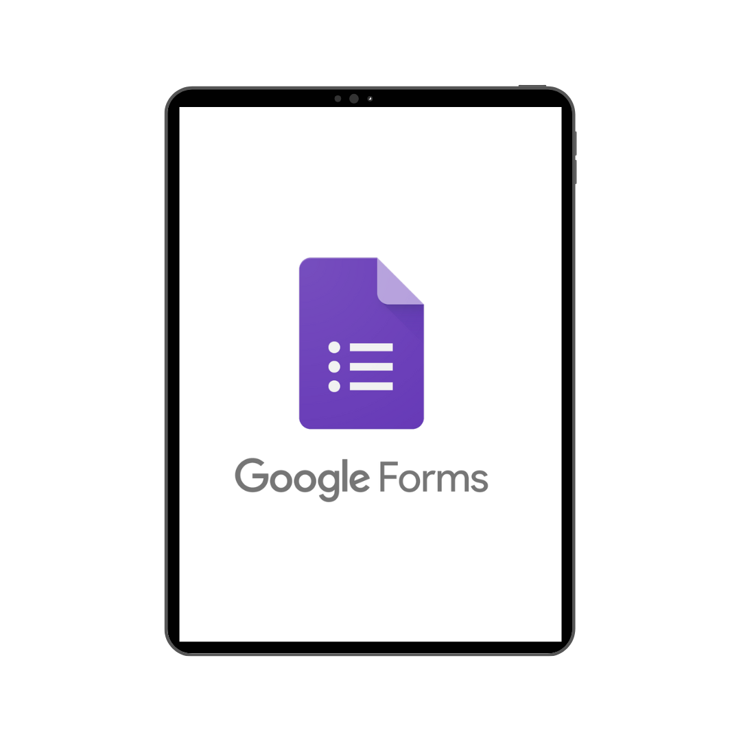 Smartphone screen displaying the Google Forms app icon with the text 'Google Forms' underneath.