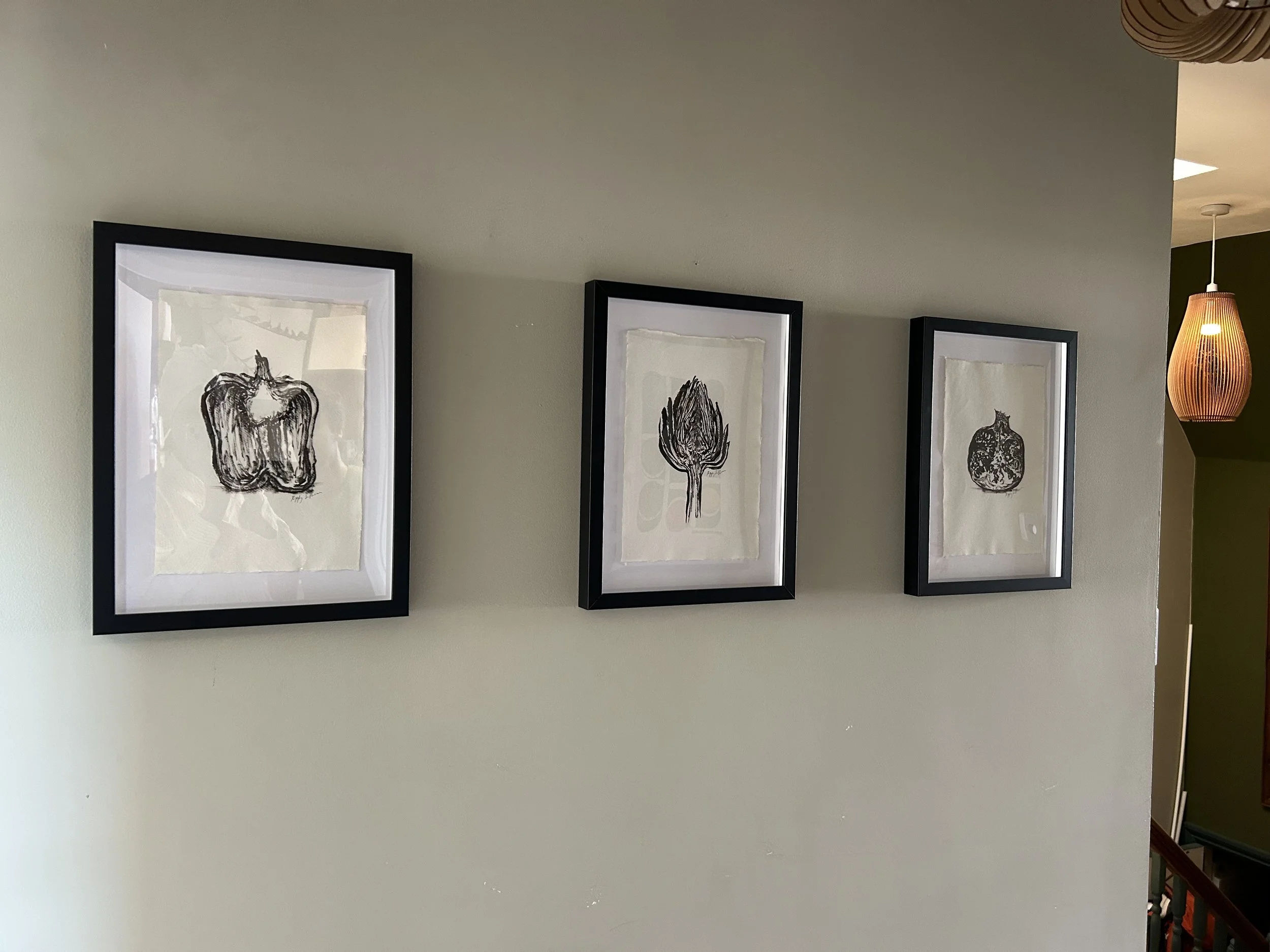 Vegetable Ink Drawings • Set of 3 framed