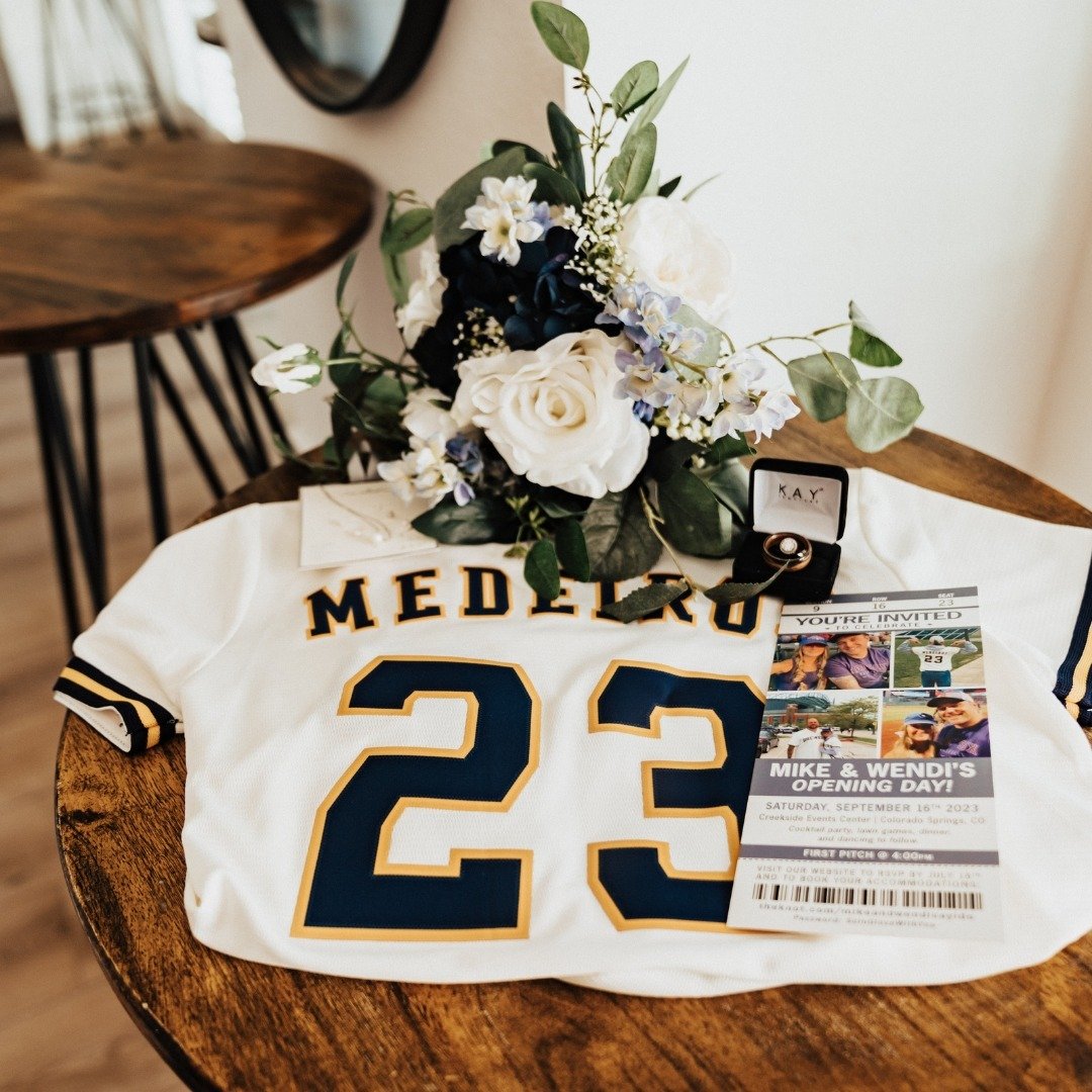 You gotta love a themed wedding when done right! 
We love the baseball details on Mike &amp; Wendi's big day! ⚾️

📸: @leilanilyphoto 
&bull;
&bull;
&bull;
&bull;
&bull;
#baseballwedding #coloradowedding #2024wedding #silkflowers #silkflorals #weddin
