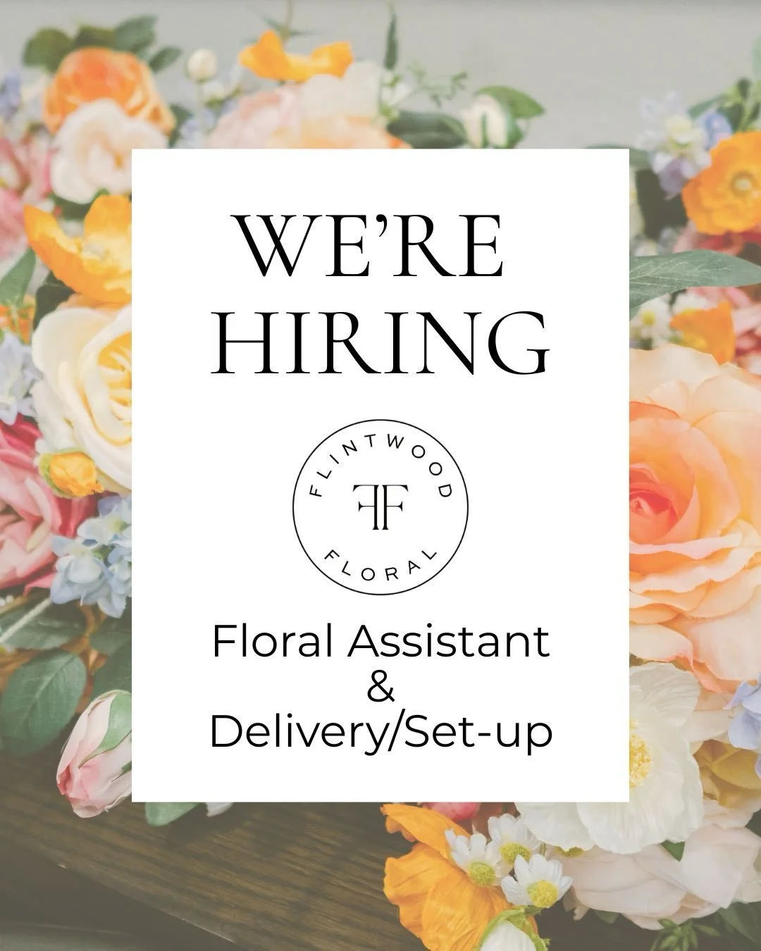We are looking for one or two new team members to join our team starting in April!  Interested? Send your resume and some photos of something you&rsquo;ve created (doesn&rsquo;t just have to be florals) to kristin@flintwoodfloral.com.  Let&rsquo;s ma