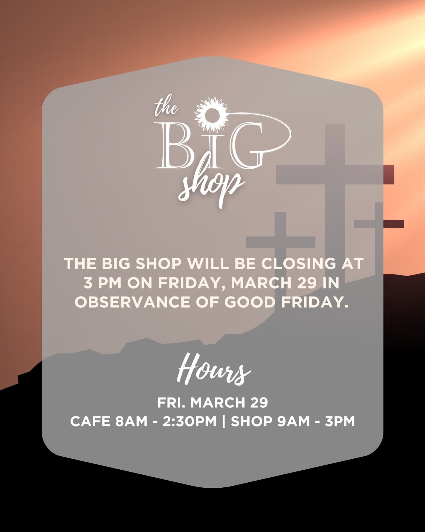 Please note, The BiG Shop will be closing at 3 PM on Friday, March 29, in observance of Good Friday. Swing by earlier from 9 AM to 3 PM. Additionally, our BiG Cafe will maintain its regular hours, serving up your favorites from 8 AM to 2:30 PM. ☕🍴